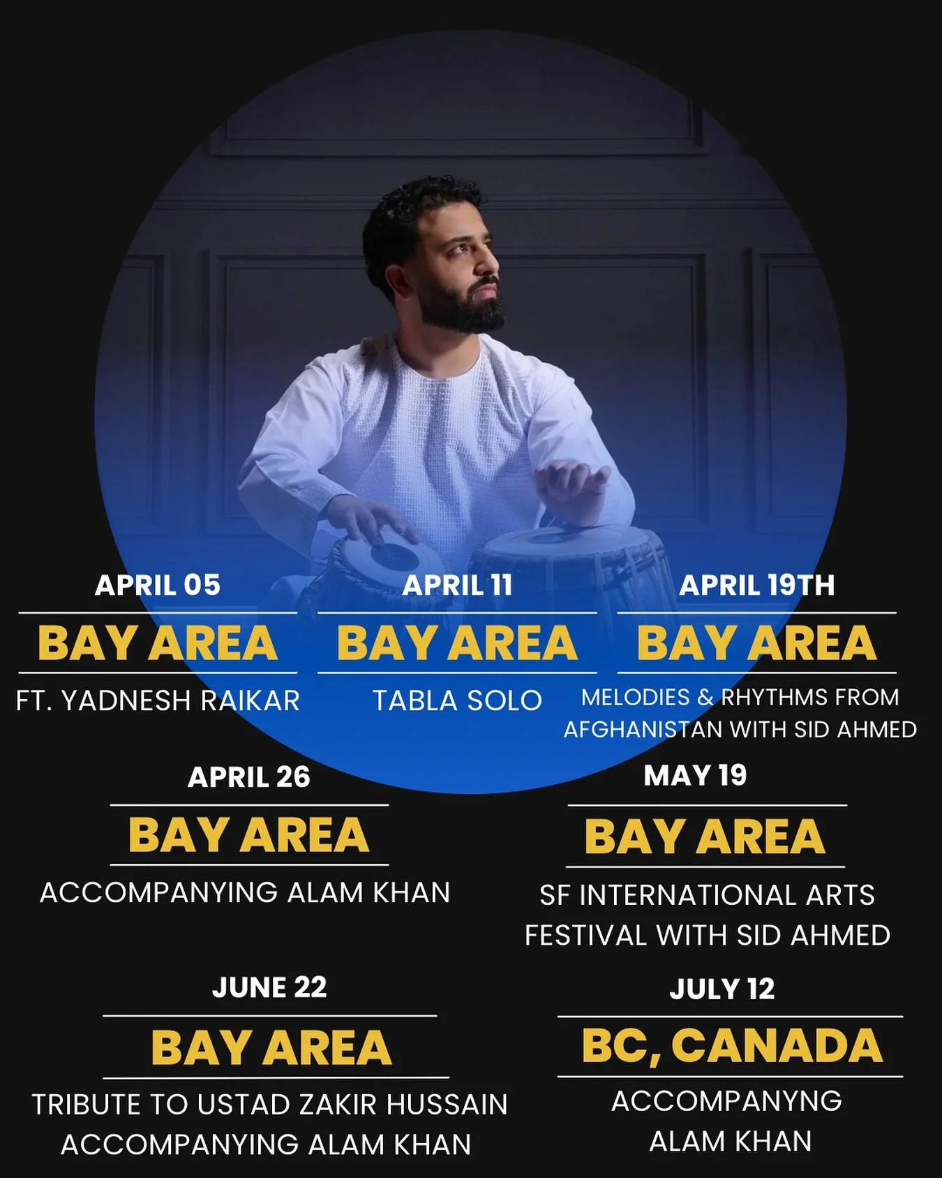 Looking forward to sharing the stage with some incredible artists in the coming months. 

Additional details to follow - hope to see you all there! 

April 4th - with @yadneshraikar_violin at @airshiplaboratories 
April 11 - Tabla solo
April 19 - Cen