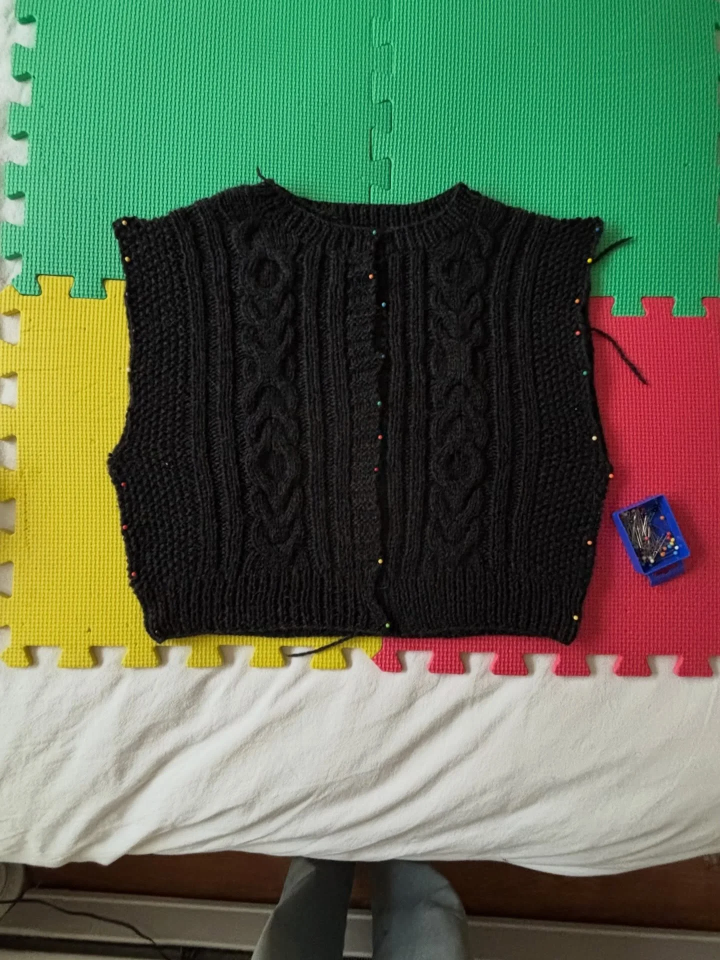 Blocking out the latest Vitelotte Vest - absolutely cannot wait for this one (it&rsquo;s for me)

#vitelottevest #knitting #blockingknits #knit #knitvest