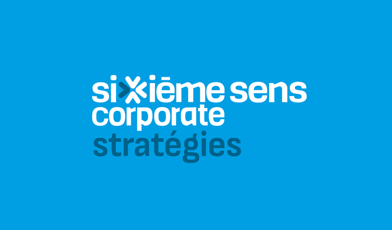 Logo bleu avec le texte : « sixième sens corporate stratégies »