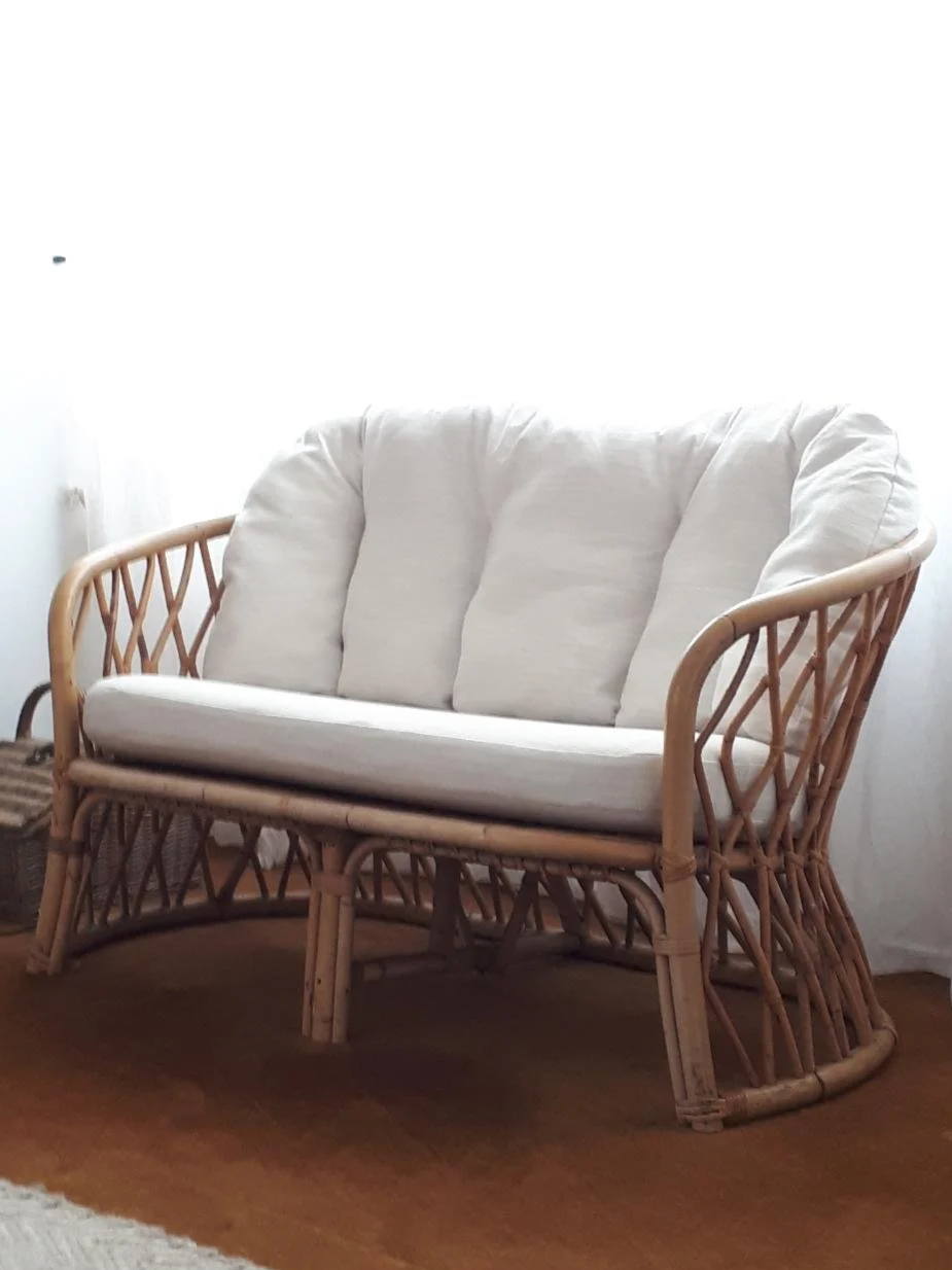 Old furniture given new life: re-covered lounge cushions.