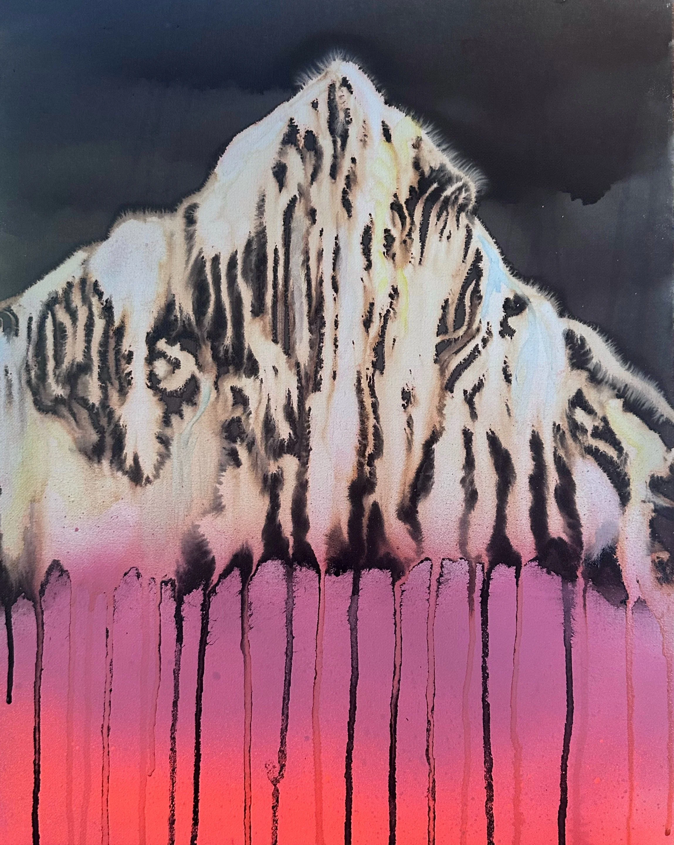 "Lone Peak"
Ink, Bleach, Watercolor, and Spray Paint
