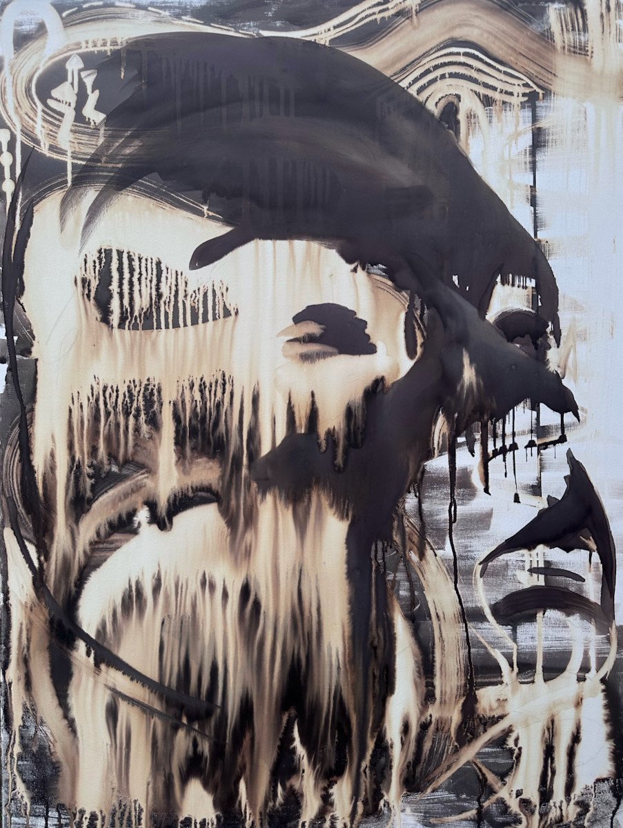 "Untitled" 
Ink and Bleach on Canvas