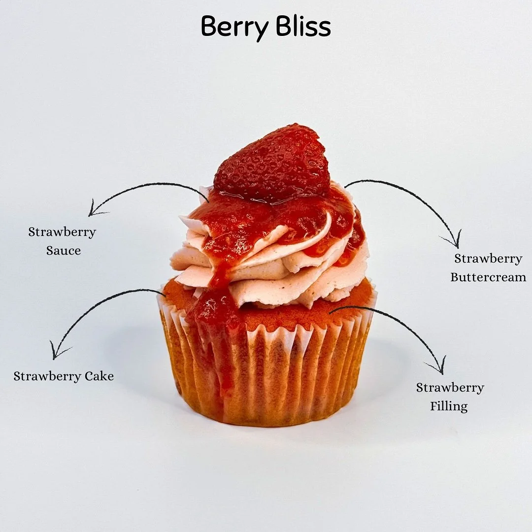 Brighten your day with Berry Bliss! 🍓 A fresh strawberry cake filled with strawberry sauce and topped with creamy strawberry buttercream. It&rsquo;s berry good! 

#BerryBliss #CakeMyDay #cake #cupcakes #cookies #detroitbaker #southfieldbaker #entrep