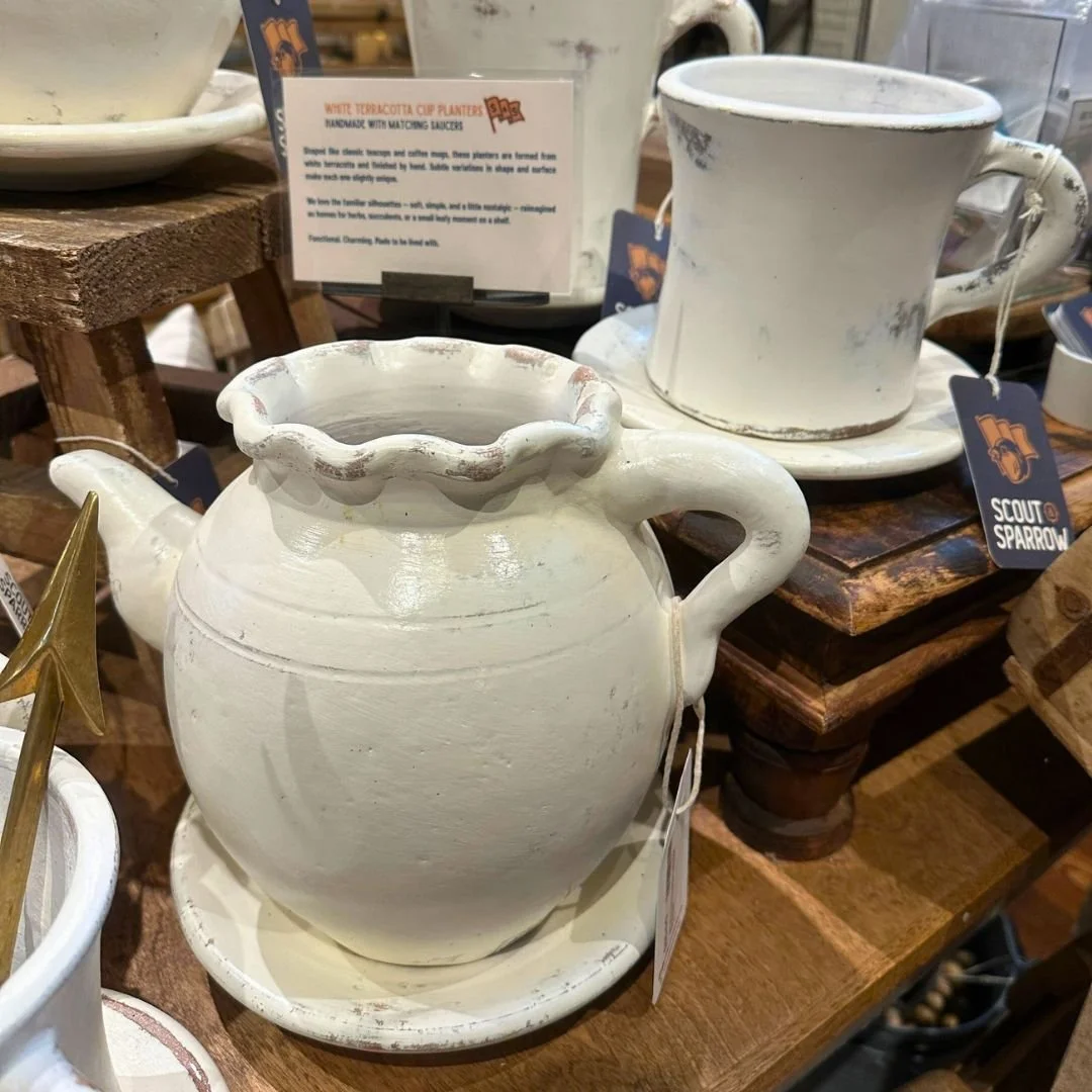 Teapot planter.
Diner mug planter.
Unexpected pieces that make a space feel a little more special.
Handcrafted, no two alike, and limited quantities available in the shop.
Which would you take home?
#ScoutAndSparrow #ShopLocalLI #NorthShoreLI #Collec
