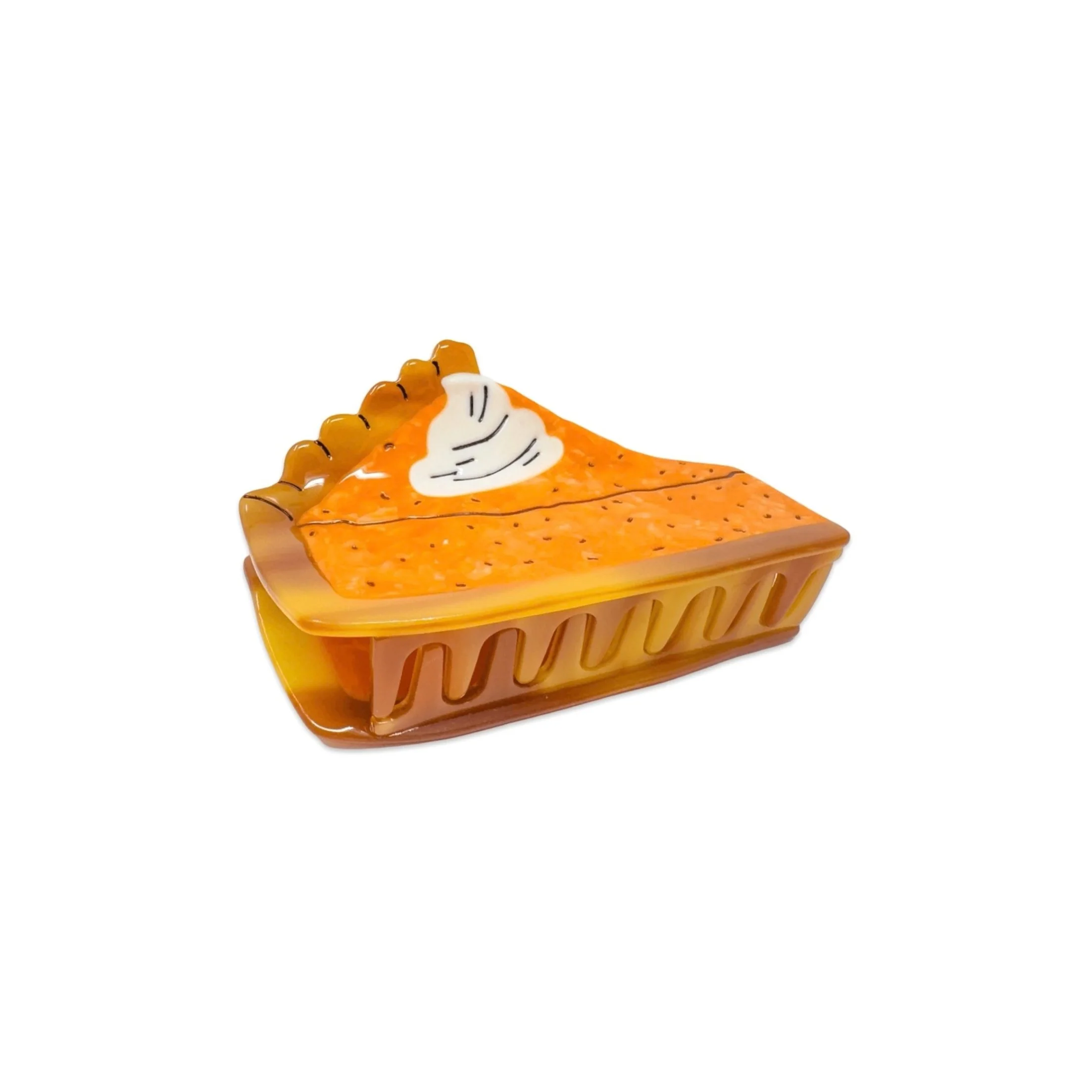 Pumpkin pie slice hair claw by Jenny Lemons with crust and whipped cream detail