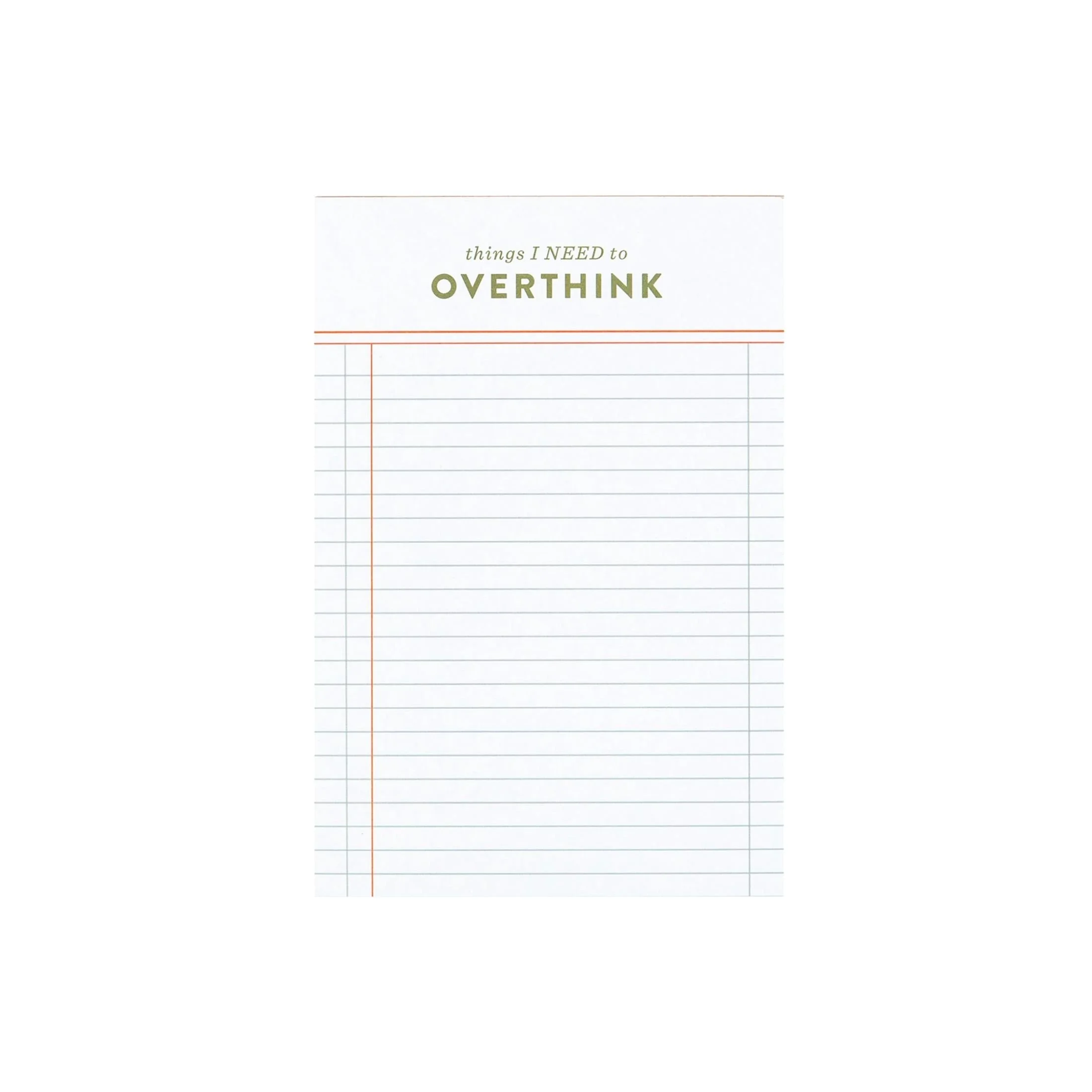 Things I Need To Overthink 4x6 funny notepad
