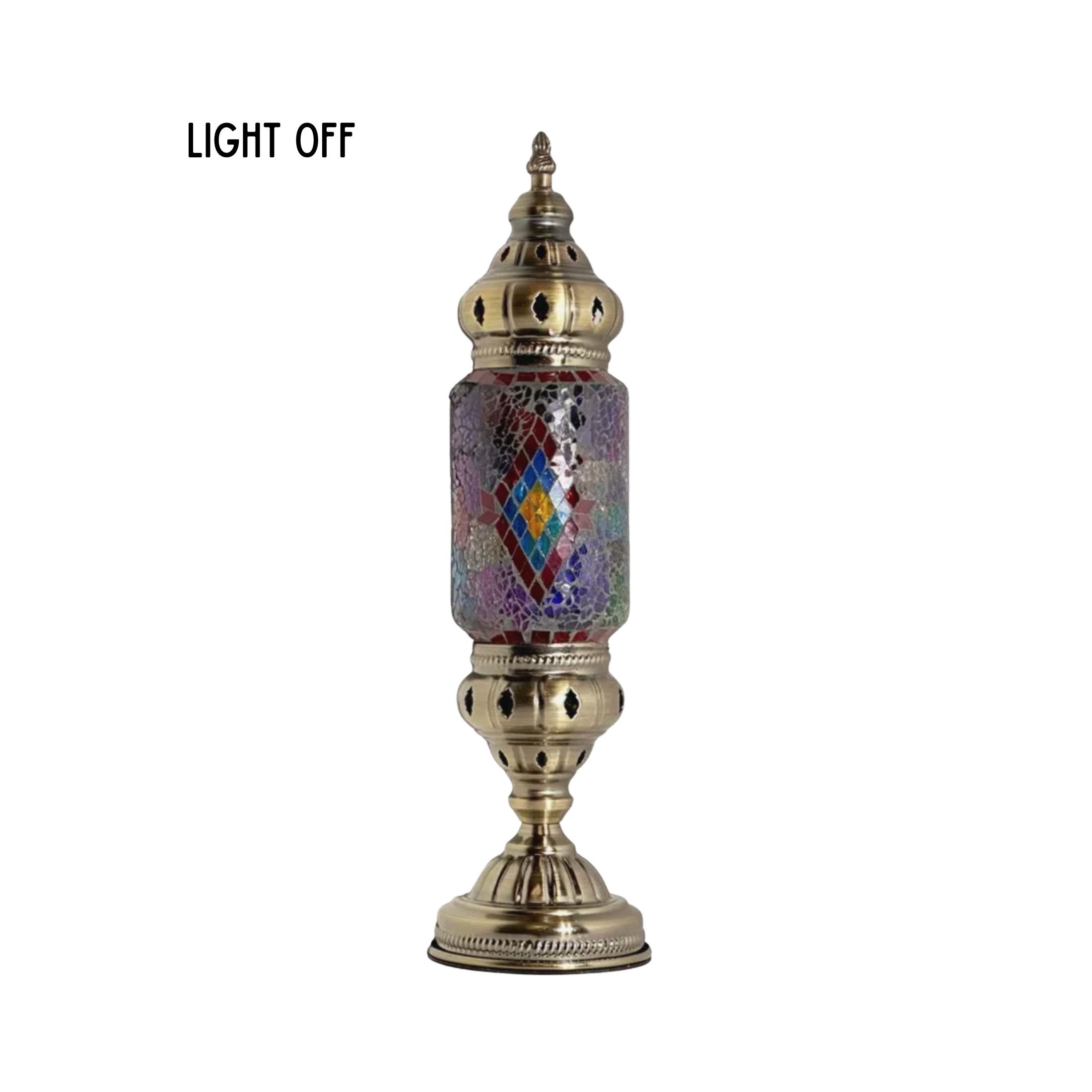 Rainbow diamond Turkish mosaic lamp cylindrical glass lighting accent