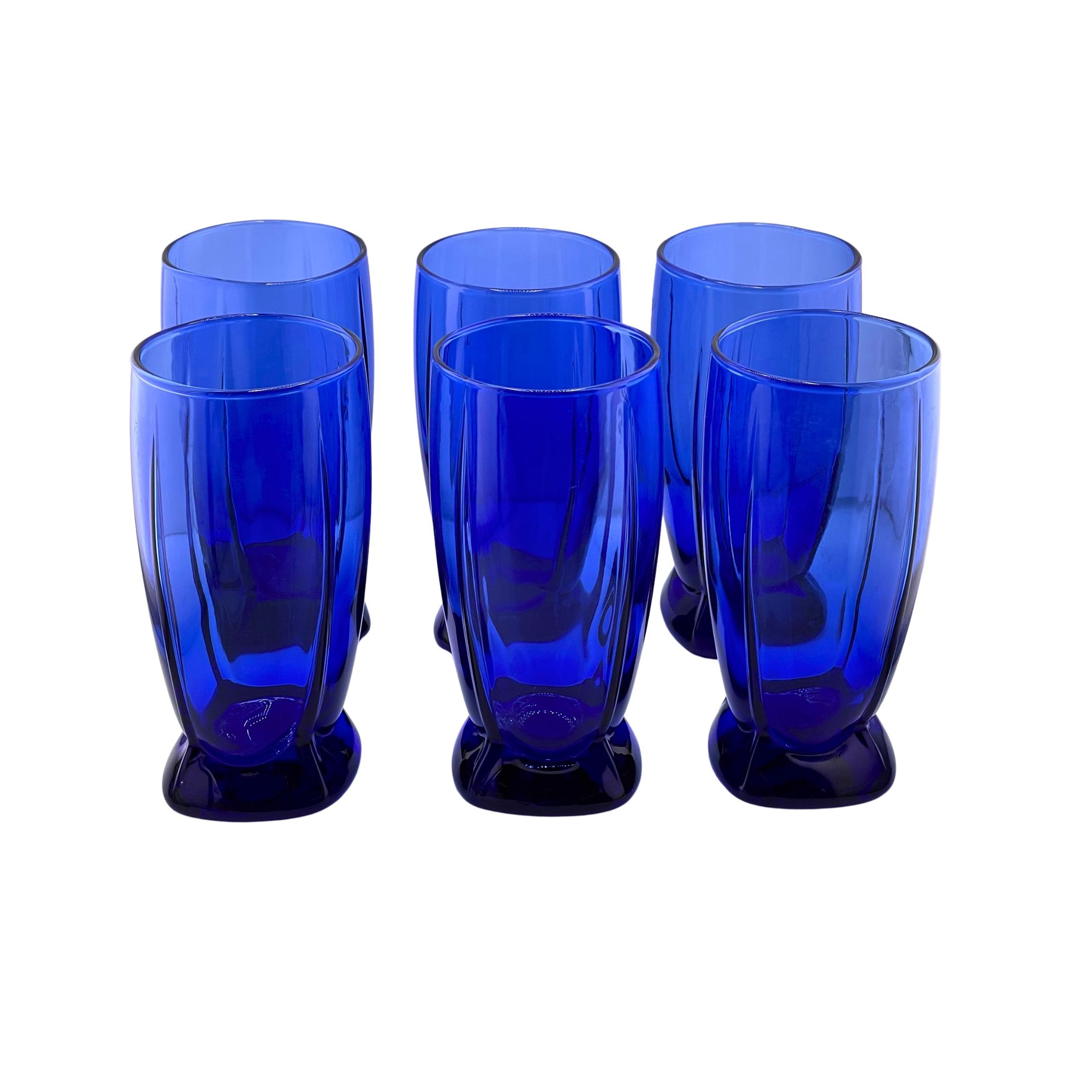 Set of 6 Vintage Anchor Hocking Cobalt Blue Glass Tumblers