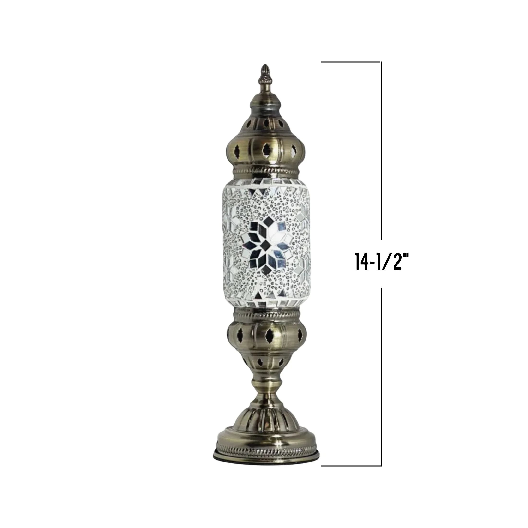 Cylindrical Turkish glass mosaic lamp featuring white and blush rose tones