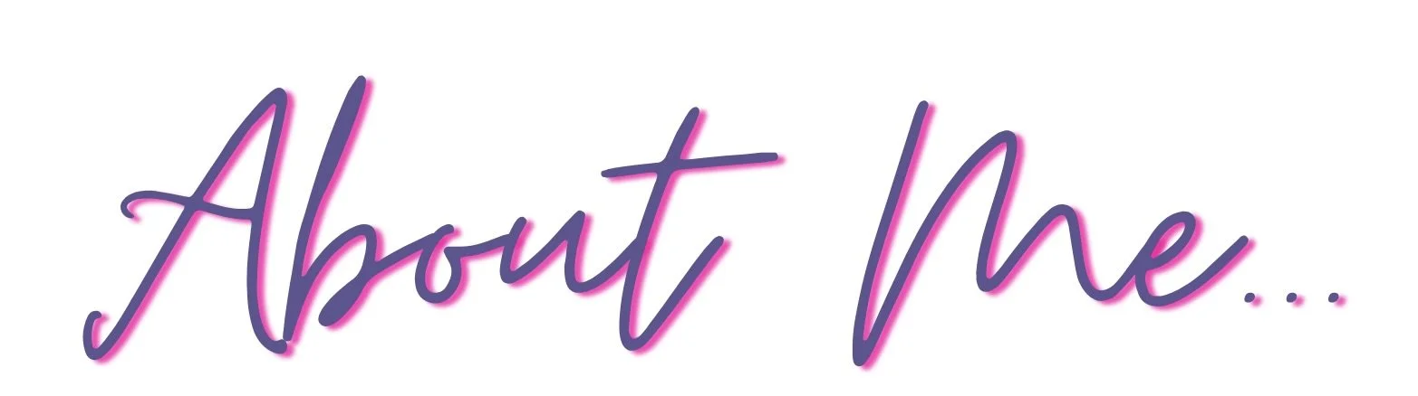 Neon-style text reading 'About Me...' in pink and purple.