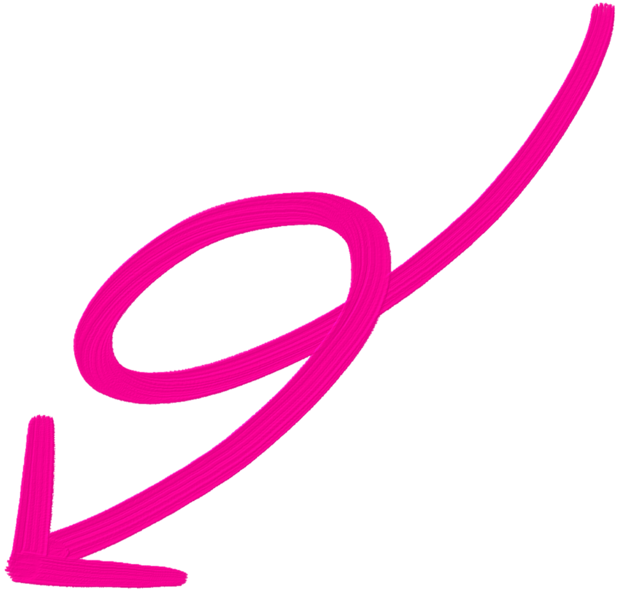 Pink cursive letter 'g' on a white background.
