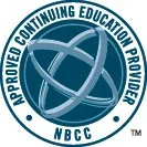 Logo of NBCC, featuring a globe with interconnected rings and the phrase 'Approved Continuing Education Provider' circling around it.