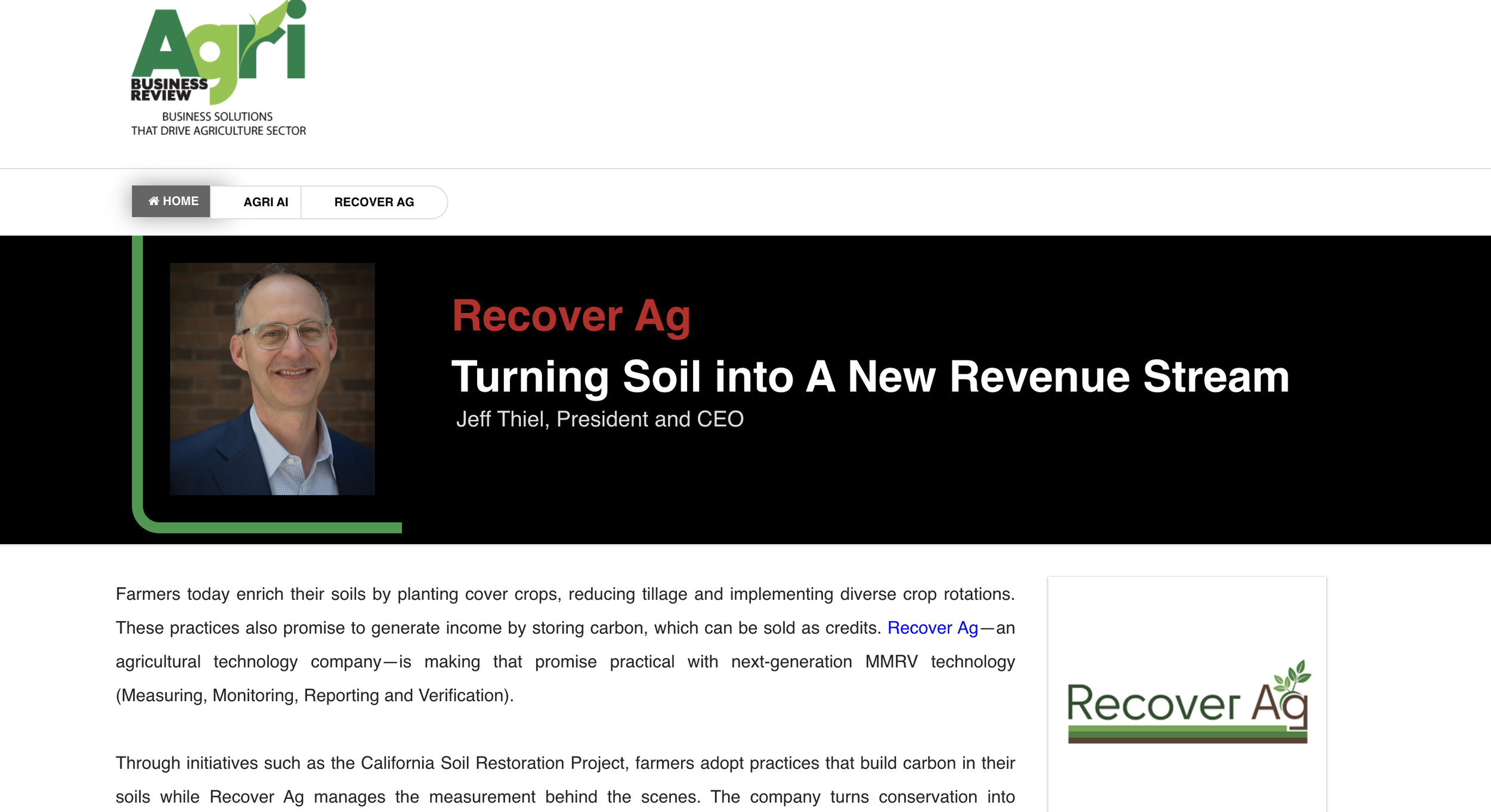 Recover Ag Recognized as the Top Machine Learning Software for 2025