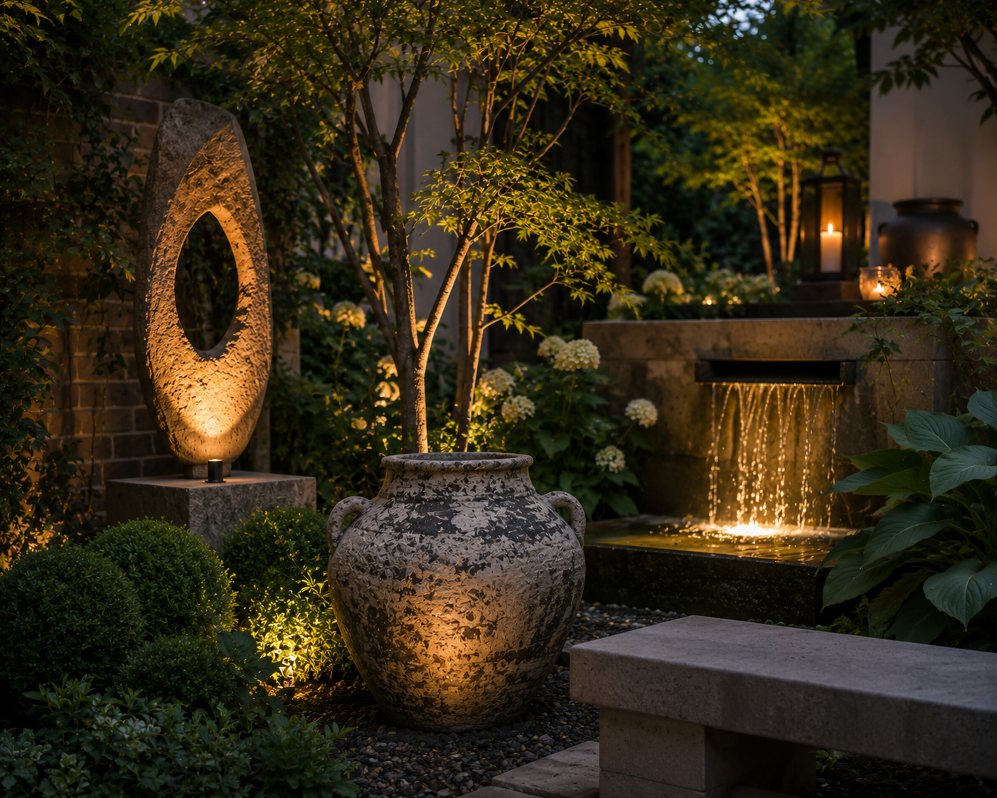 Art & Atmosphere |
Beyond planting and construction, we’re drawn to the artistic side of outdoor living — custom vessels, sculptural objects, reclaimed stone, water features, lighting, and one-of-a-kind details that give a property identity.

The goa