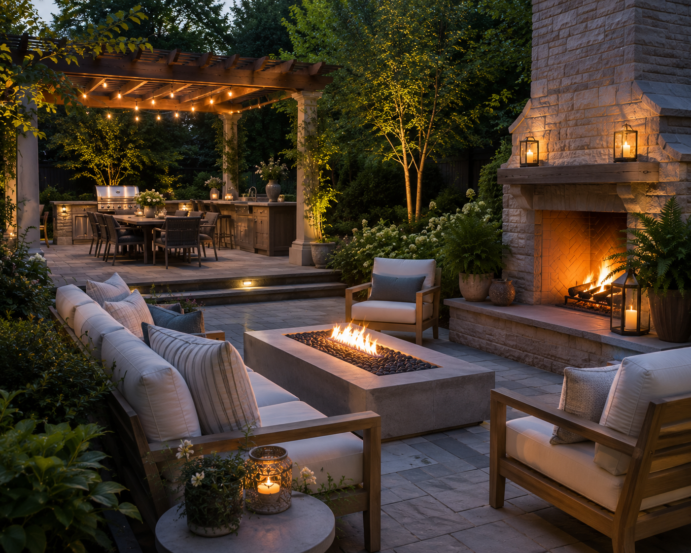 Outdoor Living Spaces |
Patios, pergolas, kitchens, fire features, lighting, audio, and gathering spaces designed for real daily use.