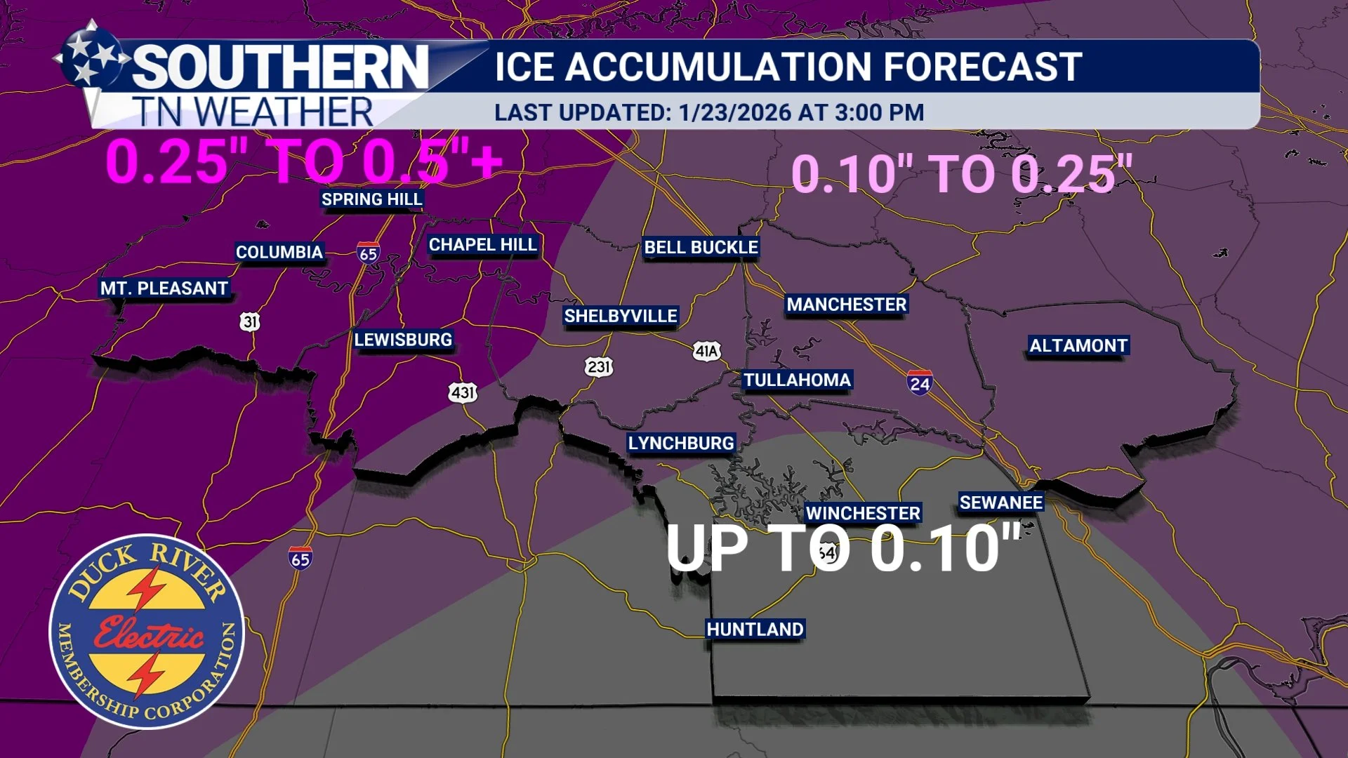 Friday Night Winter Storm Update
