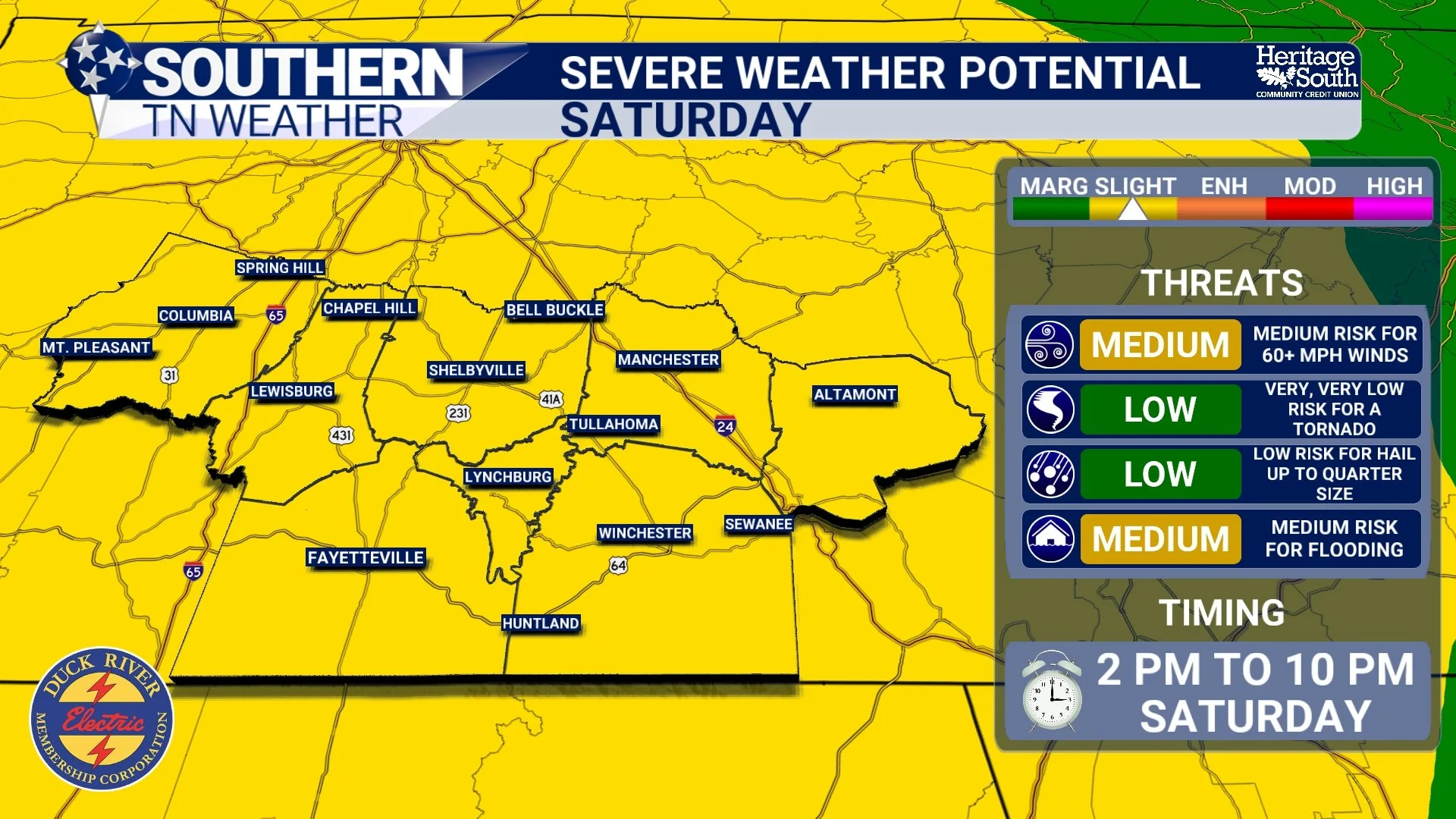 Level 2 Out of 5 Risk for Severe Weather Introduced for Saturday