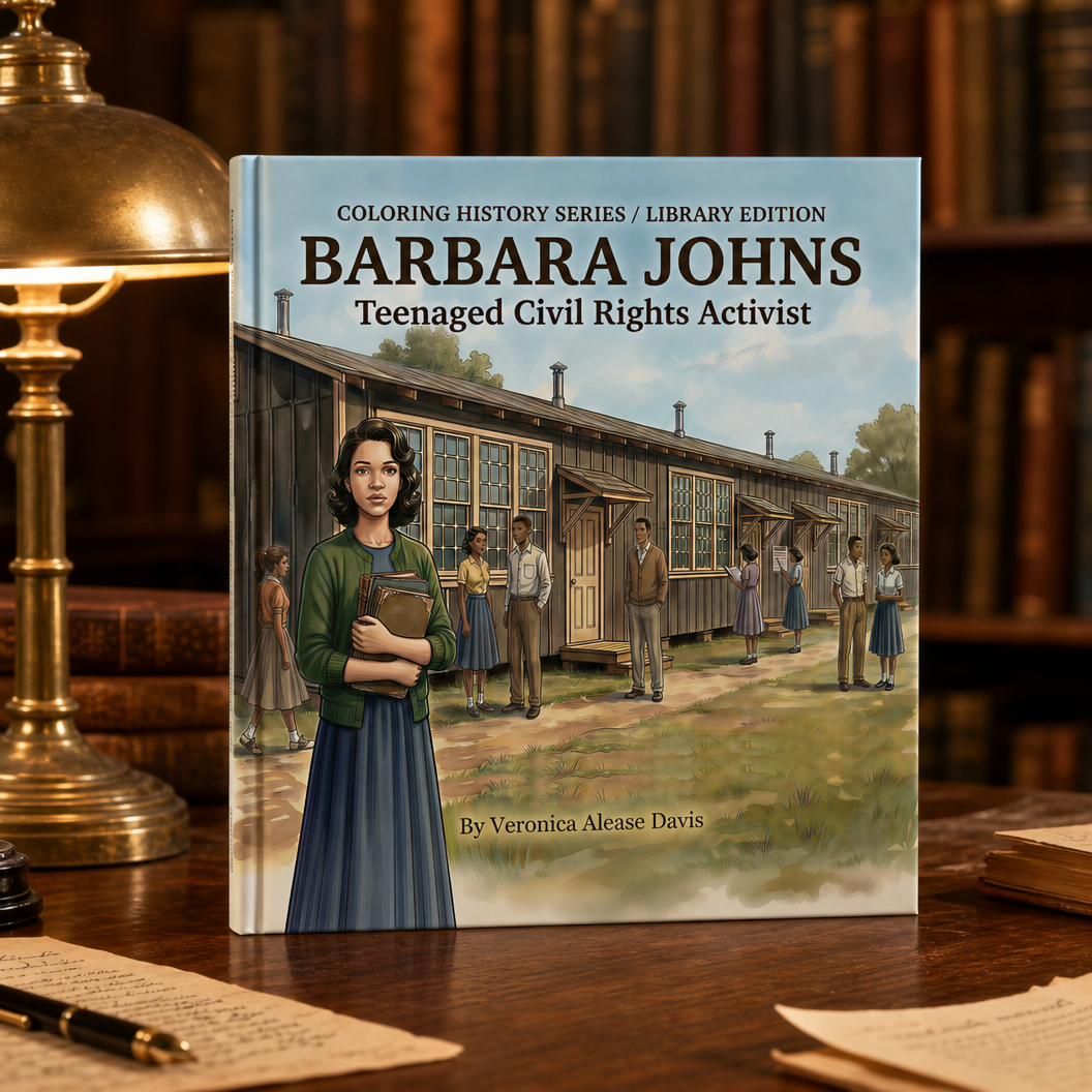 Barbara Johns book in warm library setting.