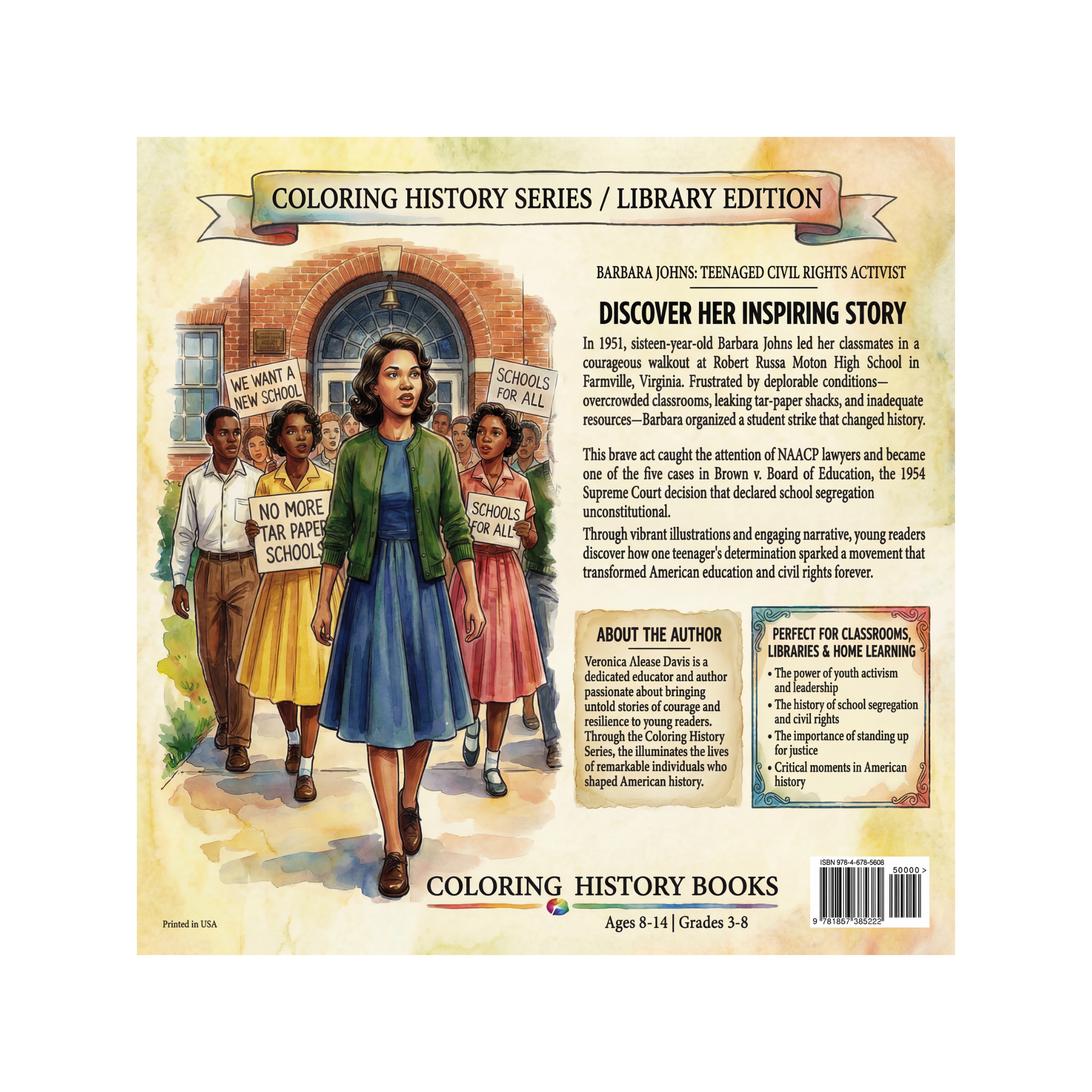 Barbara Johns back cover with educational standards and collection information.