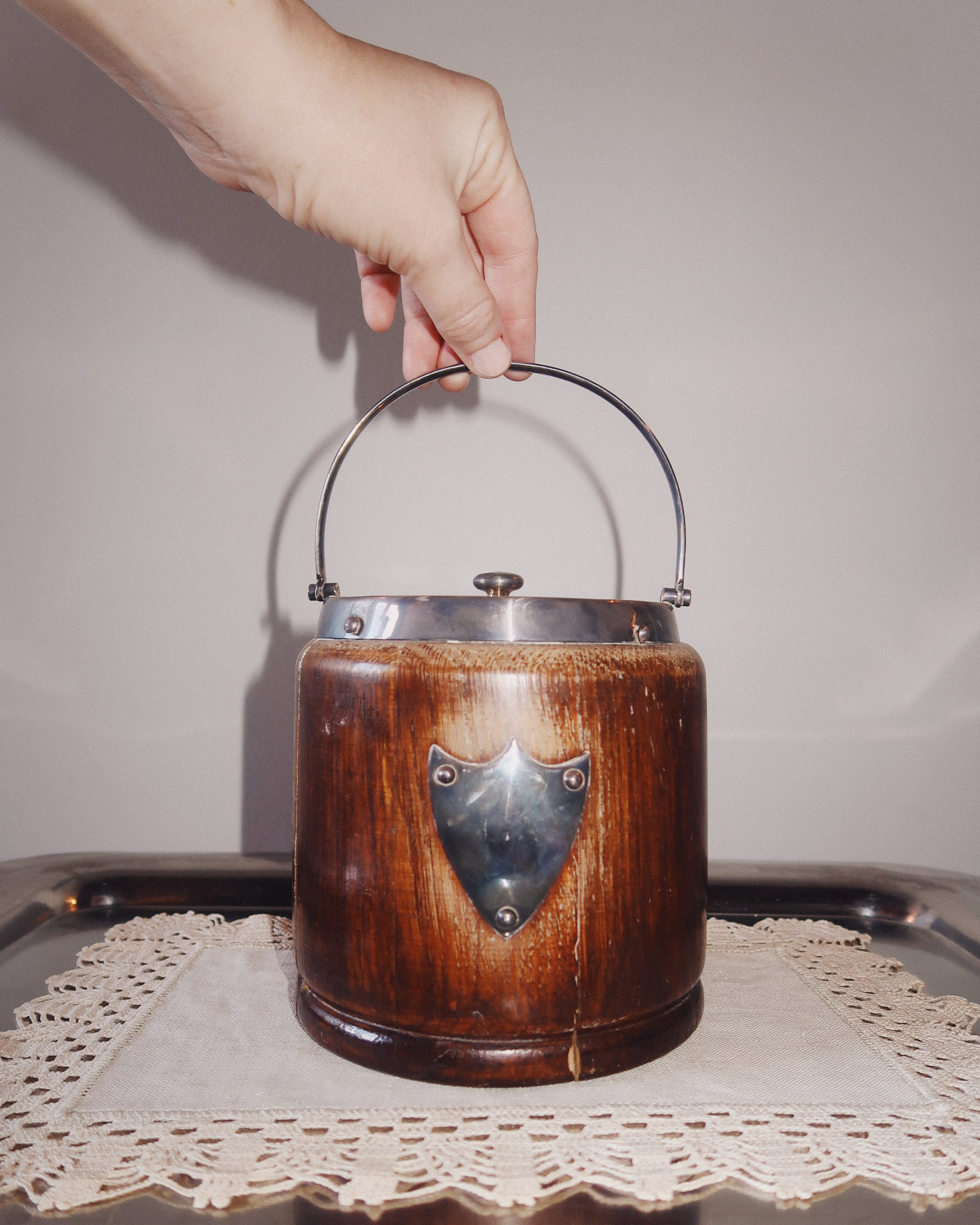 English Oak Biscuit Barrel