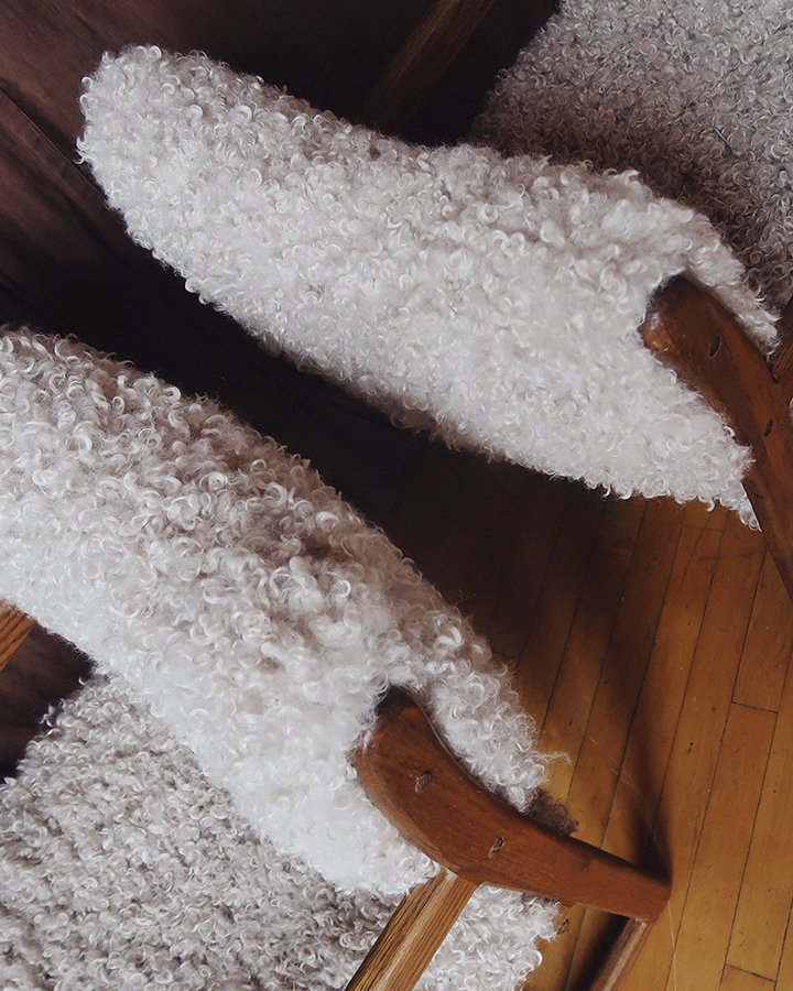 Pair of Mid-Century Oak Armchairs in Cream Faux Shearling 5.jpg