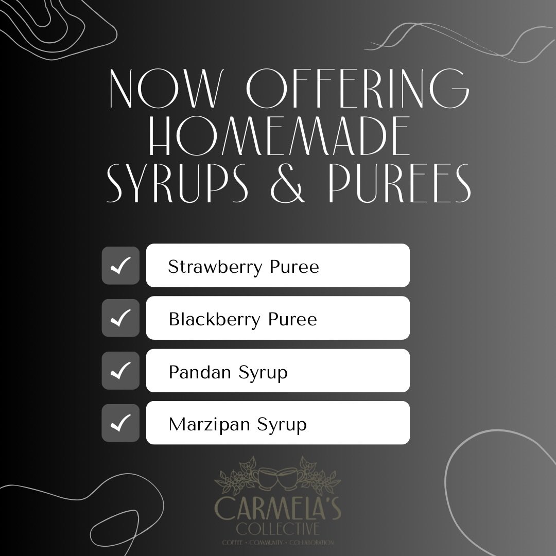 BIG flavor upgrade 🚨☕

We officially added homemade syrups &amp; purees to the menu and we&rsquo;re obsessed 🤍 Fresh ingredients, handcrafted flavors, and your new favorite drink additions waiting for you 🍓🫐