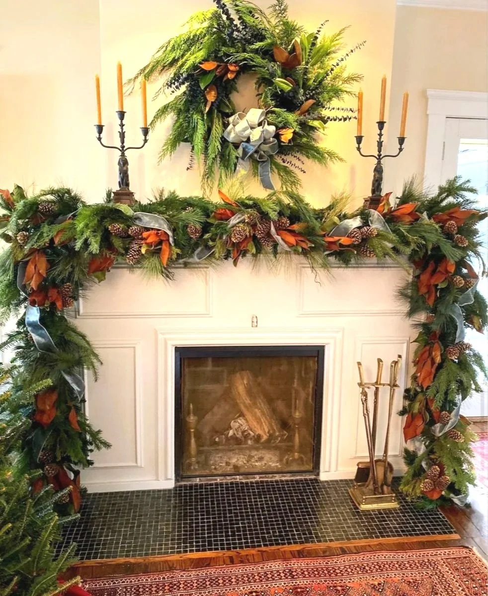 Full Length Lux Mantle Garland- Cedar & Magnolia