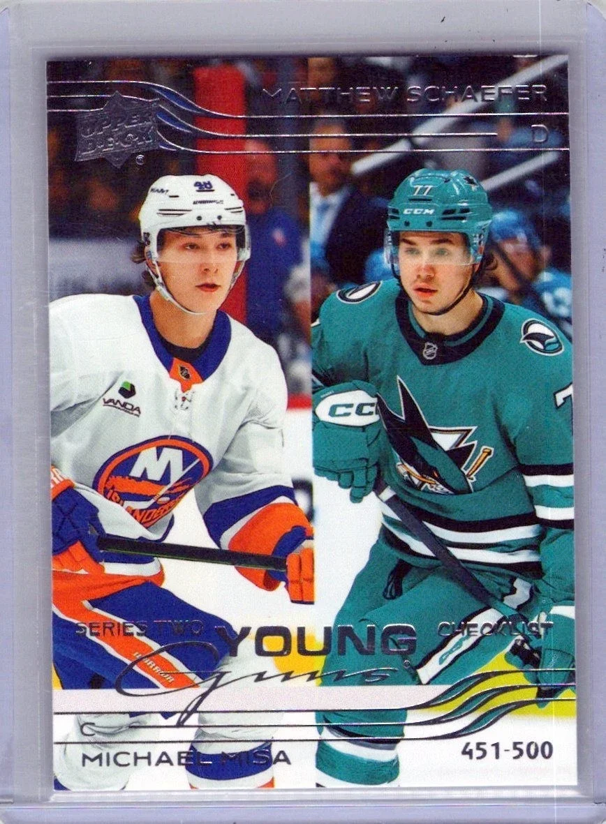 2025-26 Upper Deck YOUNG GUNS CHECKLIST MATTHEW SHAEFER/MICHAEL MISA