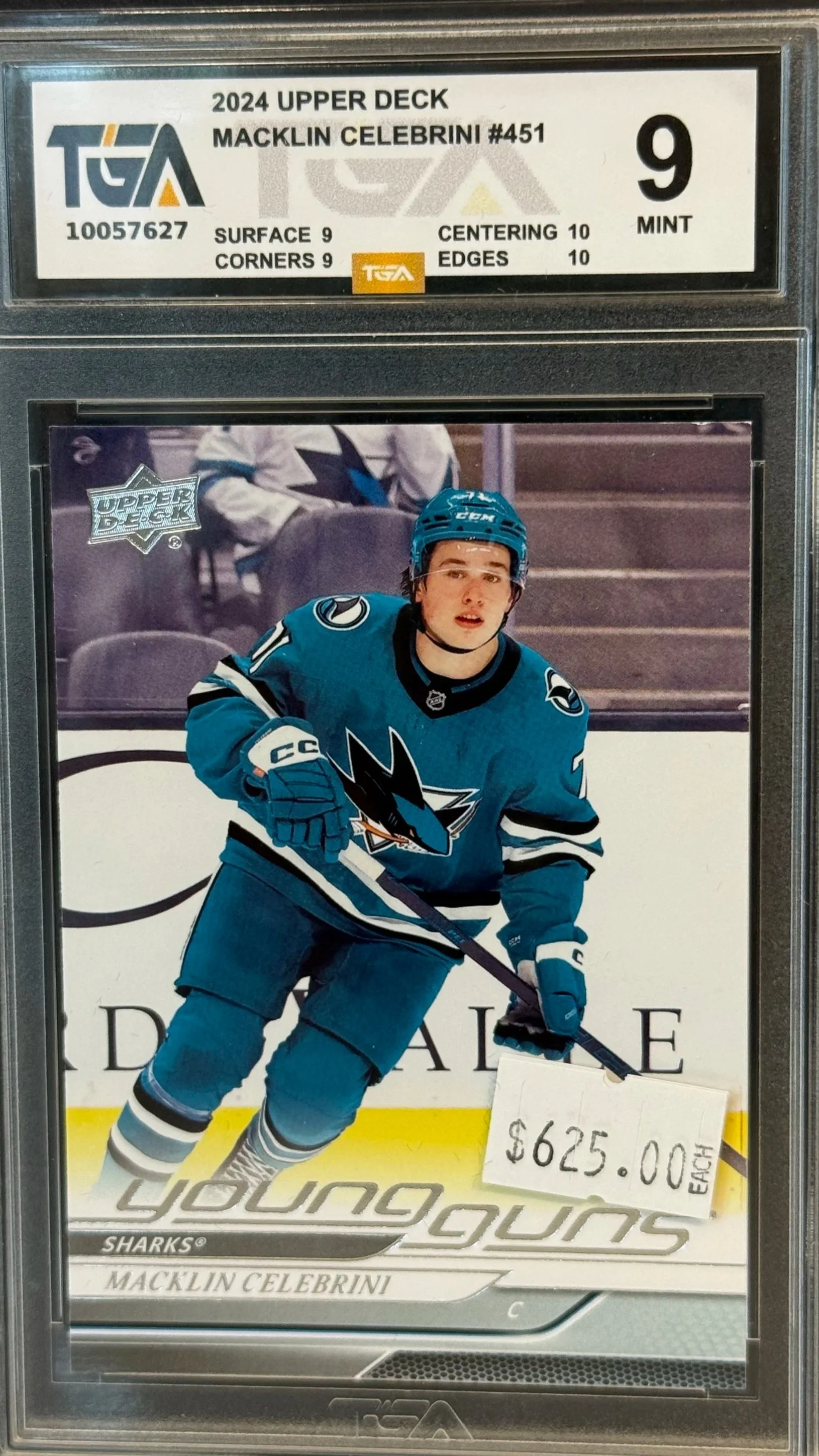 2024 Upper Deck Young Guns Macklin Celebrini #451 - Graded 9
