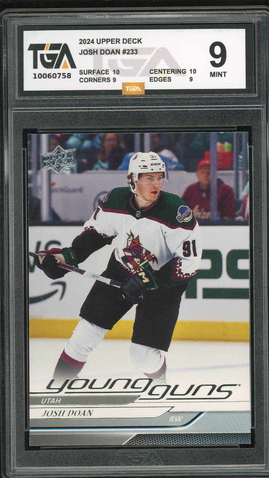 2024 Upper Deck Young Guns Josh Doan Card #233 Graded 9