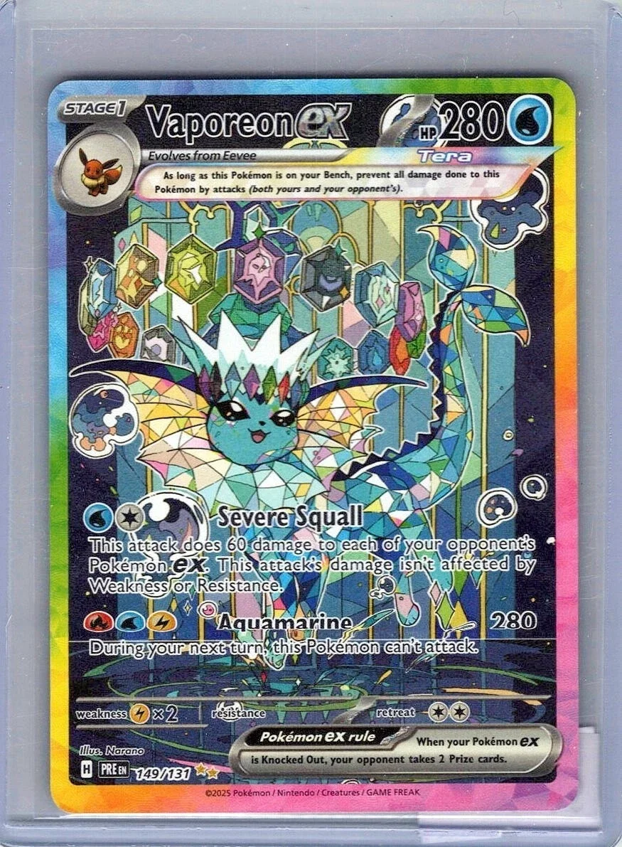 Pokémon Vaporeon EX 149/131 Prismatic Evolutions Special Illustration Rare