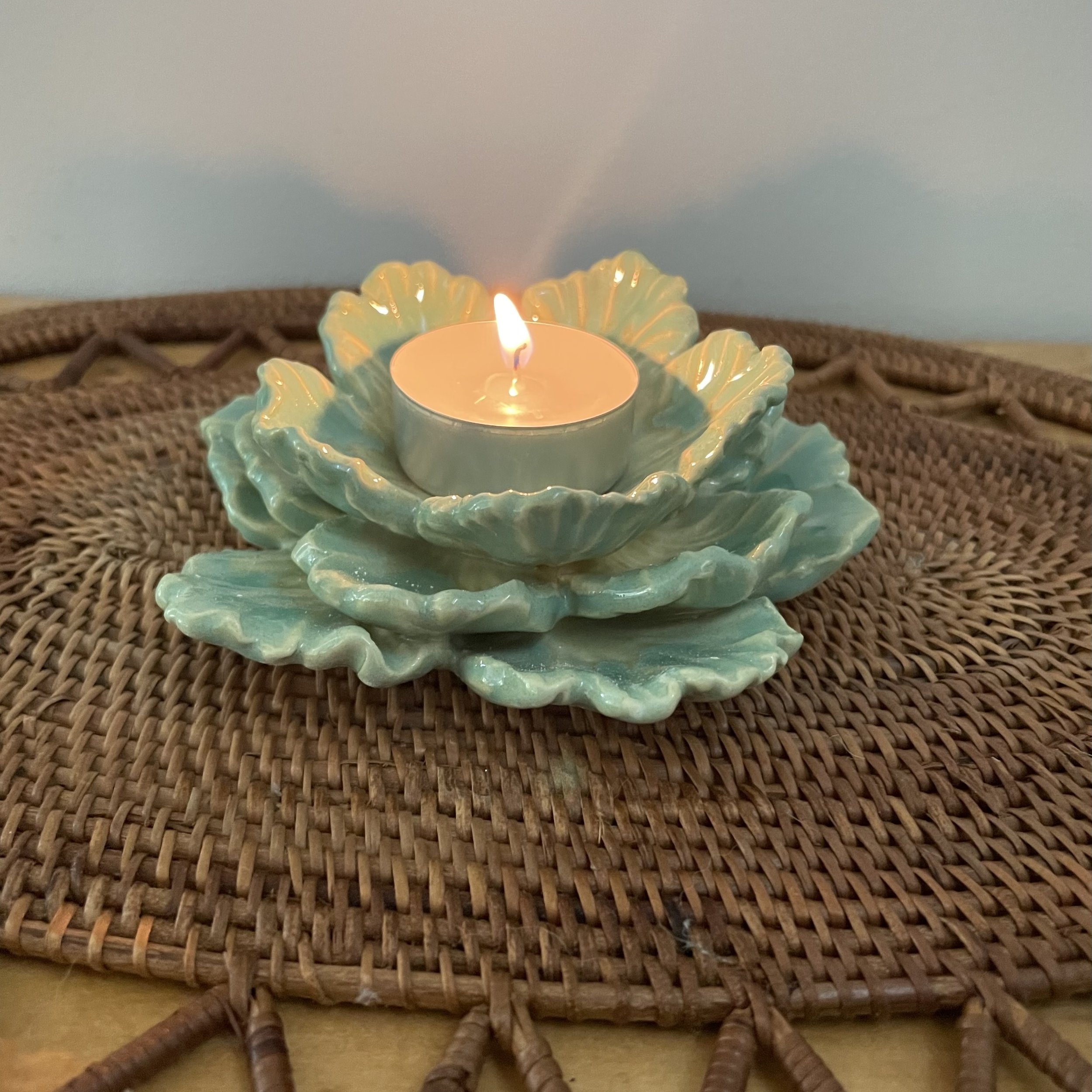Green Peony - Tealight Holder