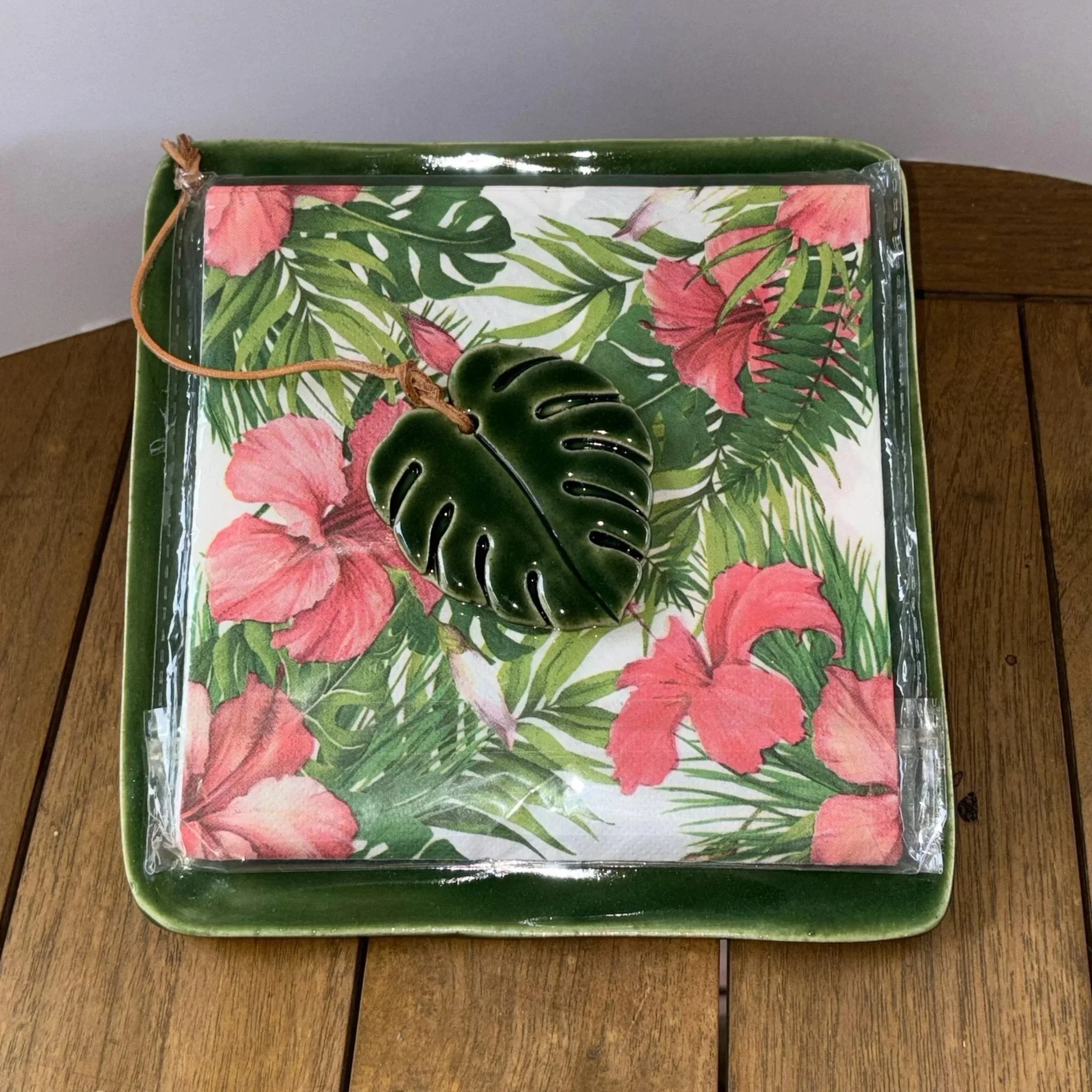 Tropical Leaf and Flower Napkin Holder
