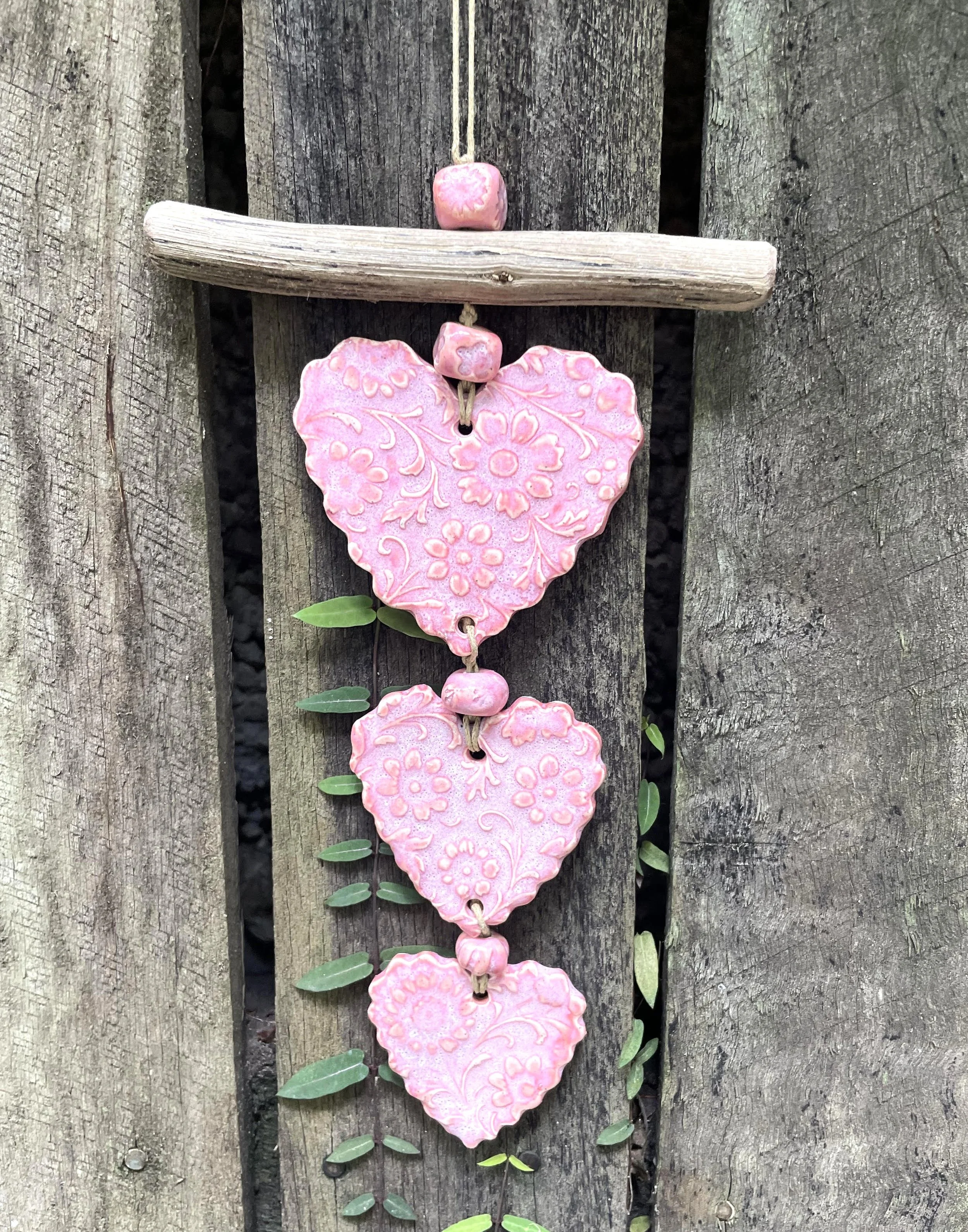 Pink Heart Trio - Wall Hanger