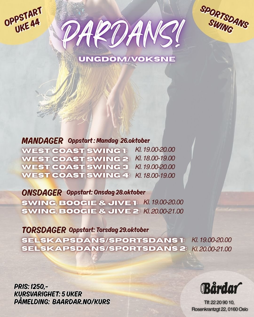 Plakat for nye pardanskurs