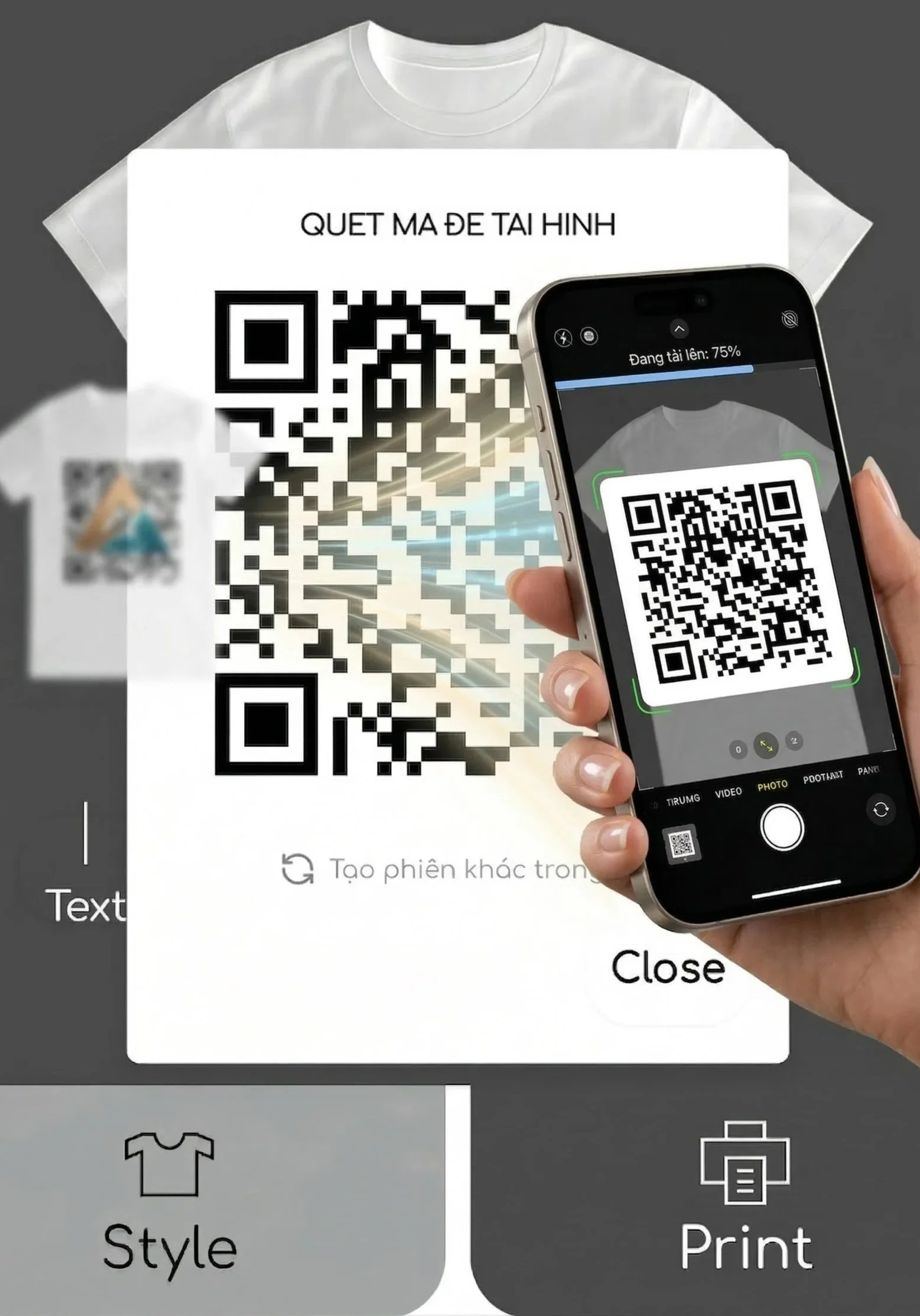 Tính năng quét mã QR giúp khách mời tải ảnh từ điện thoại lên màn hình tương tác và hỗ trợ thu thập data sự kiện
