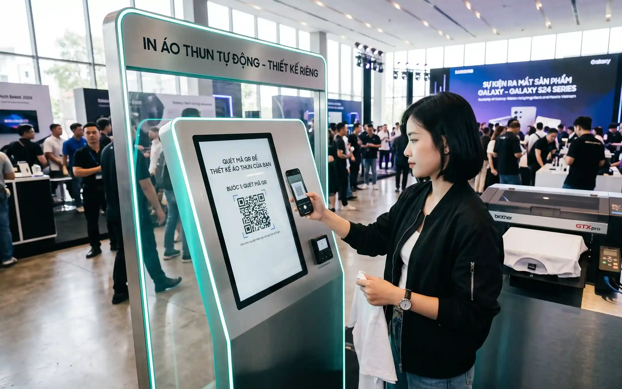 Tối Ưu Nhân Sự Sự Kiện Với Mô Hình Kiosk In Áo Tự Động Hóa Qua QR Workflow