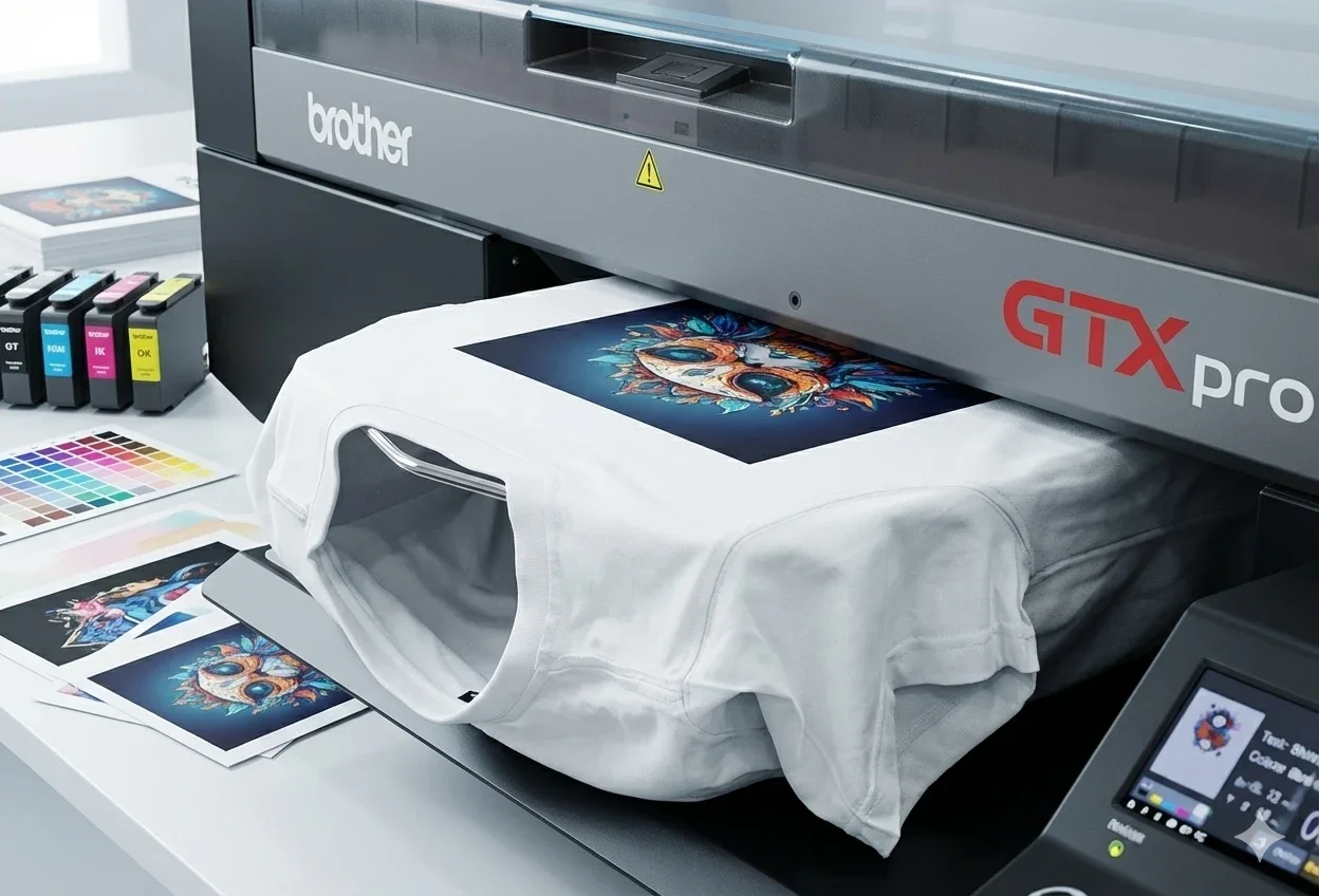 thuê máy in áo kỹ thuật số brother gtxpro vận hành hiện trường