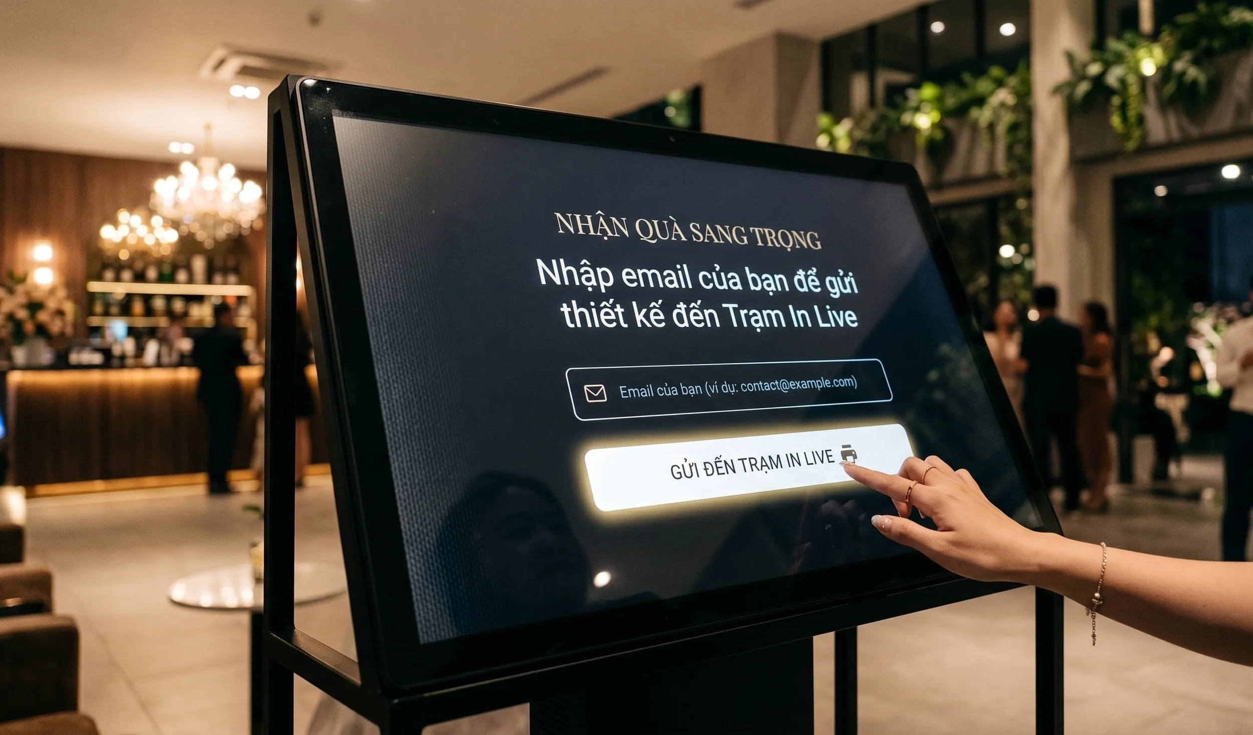 Cách tăng email capture rate tại booth activation qua màn hình cảm ứng