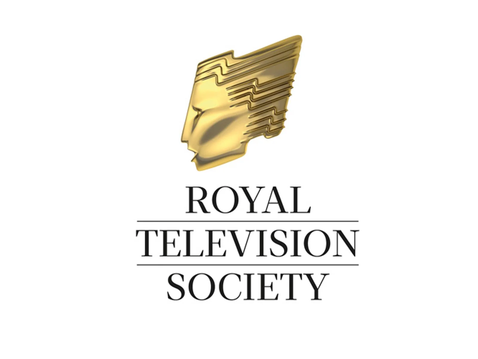 Logo for the Royal Television Society featuring a gold stylized television and text.