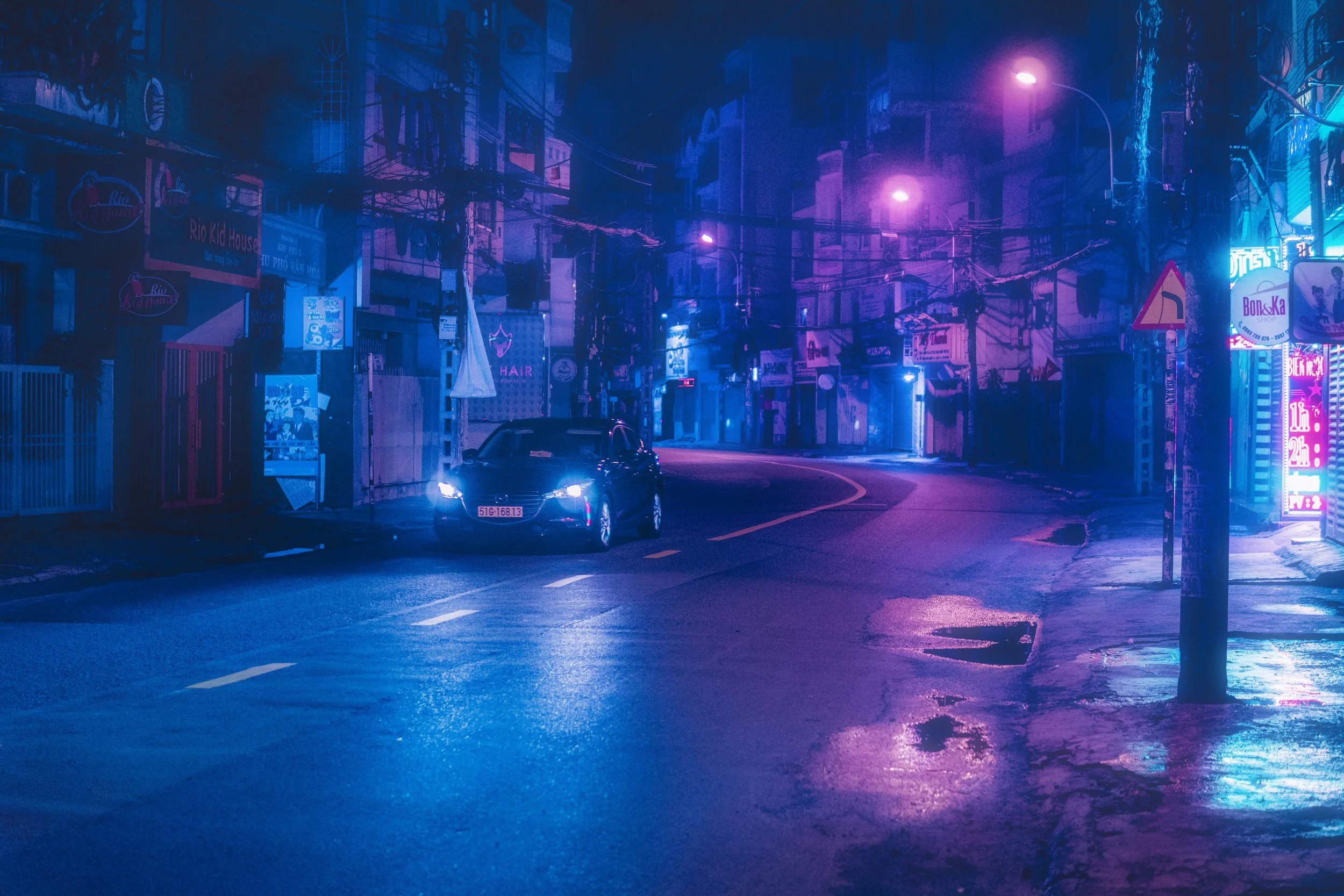 a neon street