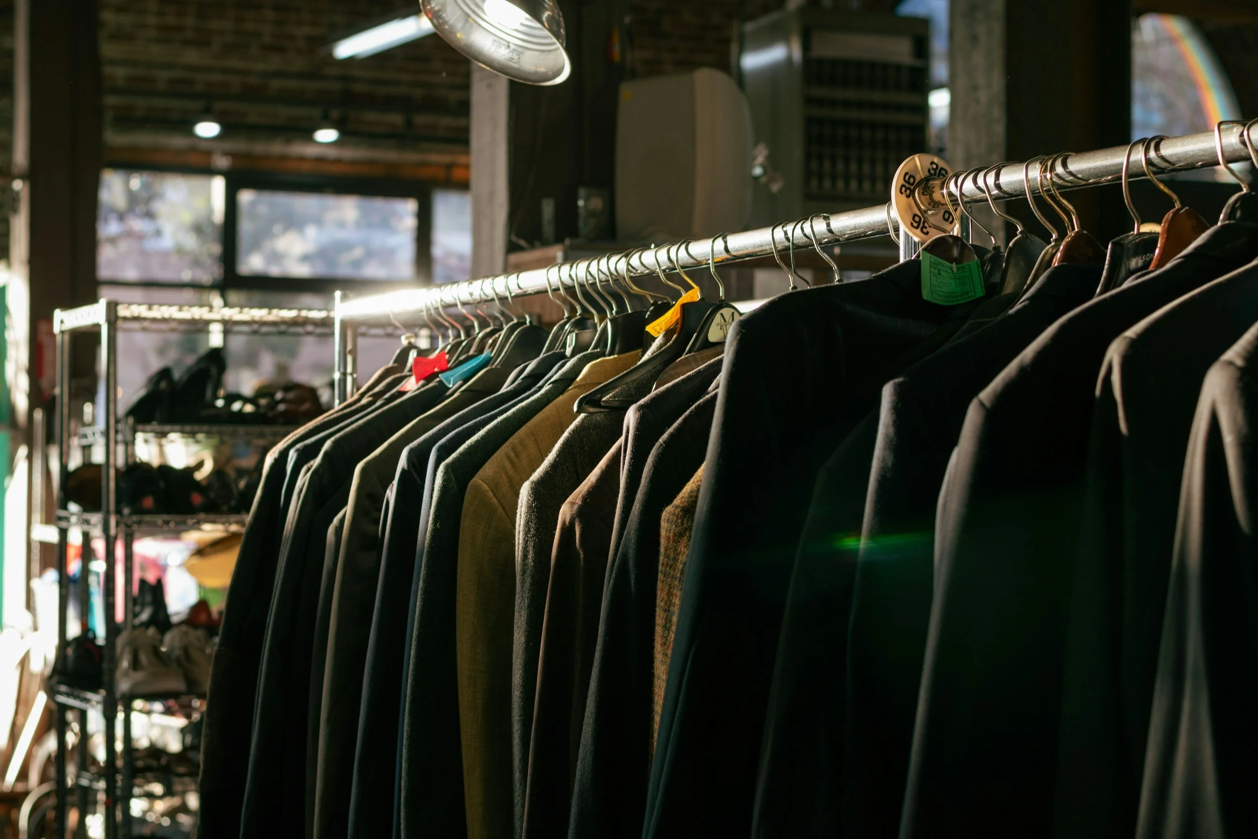 coats on a rack
