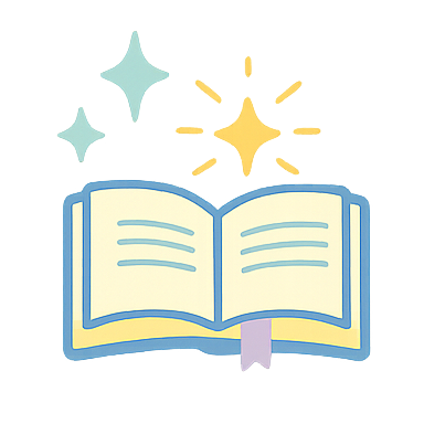Open book with stars shining above it, representing learning or knowledge.