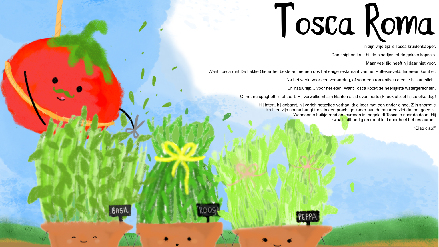 Tosca Roma — karakter uit 't Puttekesveld, geïllustreerd door Michelle Bilolo Katuala