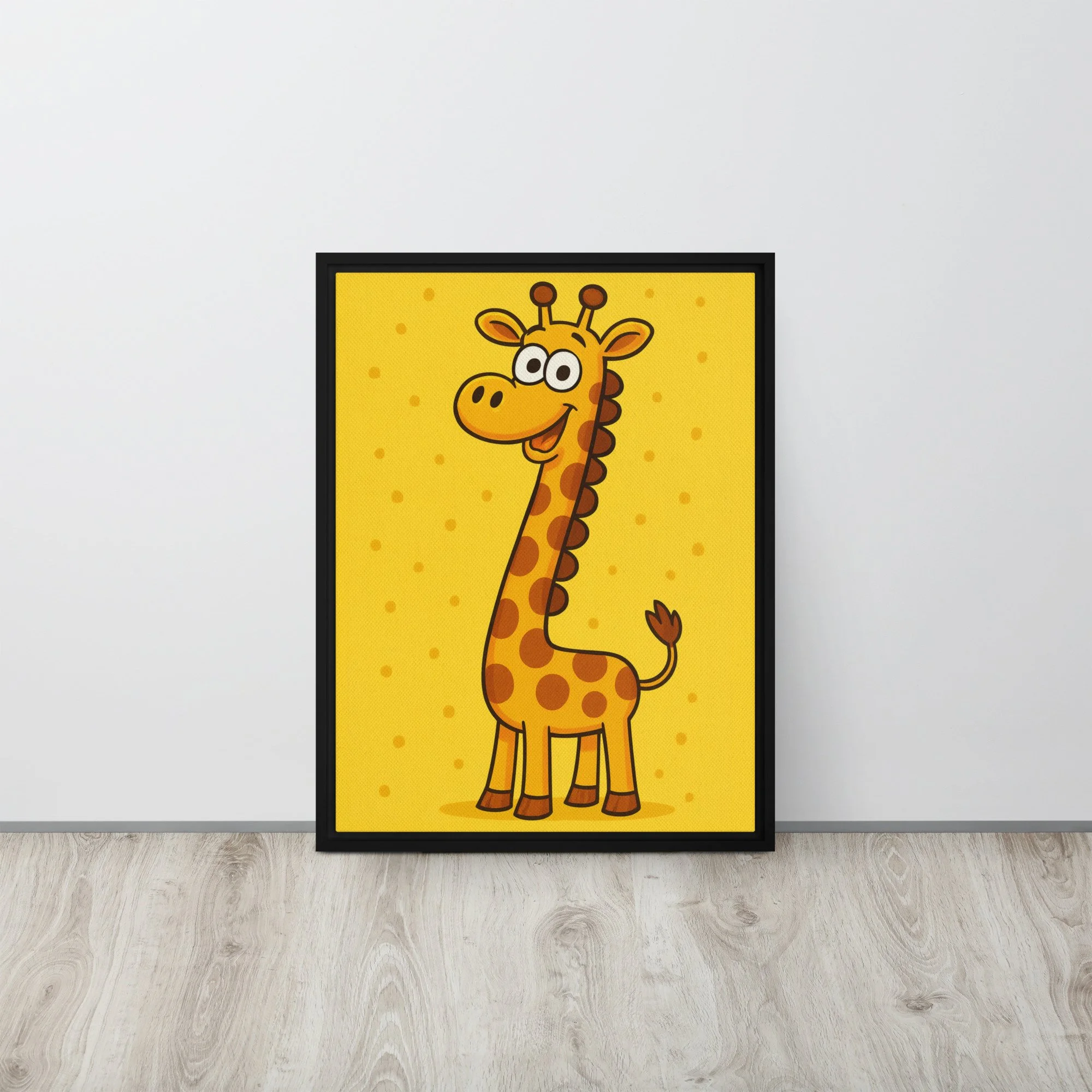 Funny Giraffe- Bright Yellow Nursery Wall Art (18" X 24")
