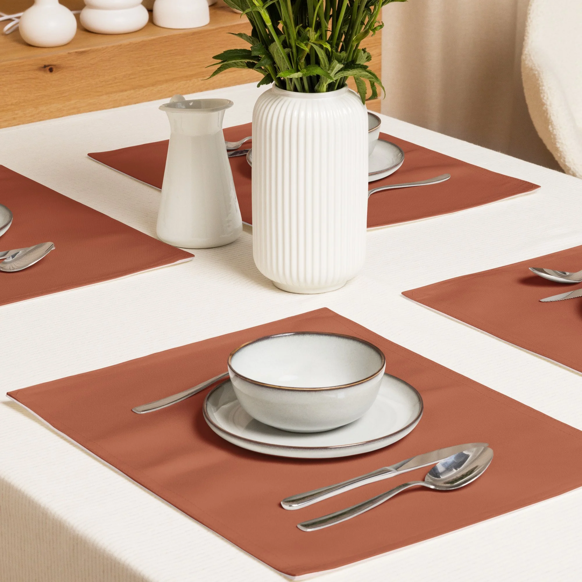 Solid Orange Table Placemat Set (4)