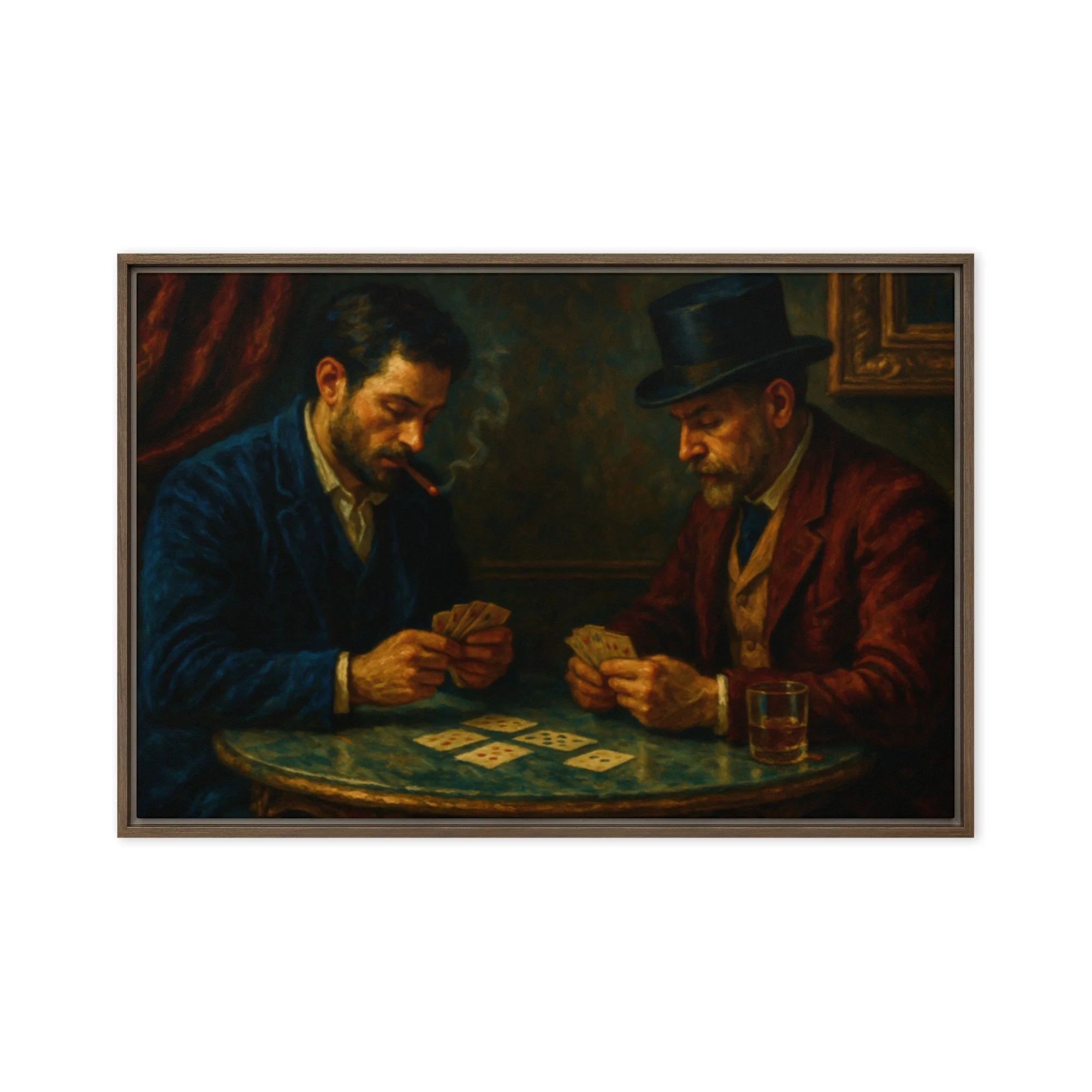 Card Player's Mood: Framed Canvas Wall Art | Inspired by 