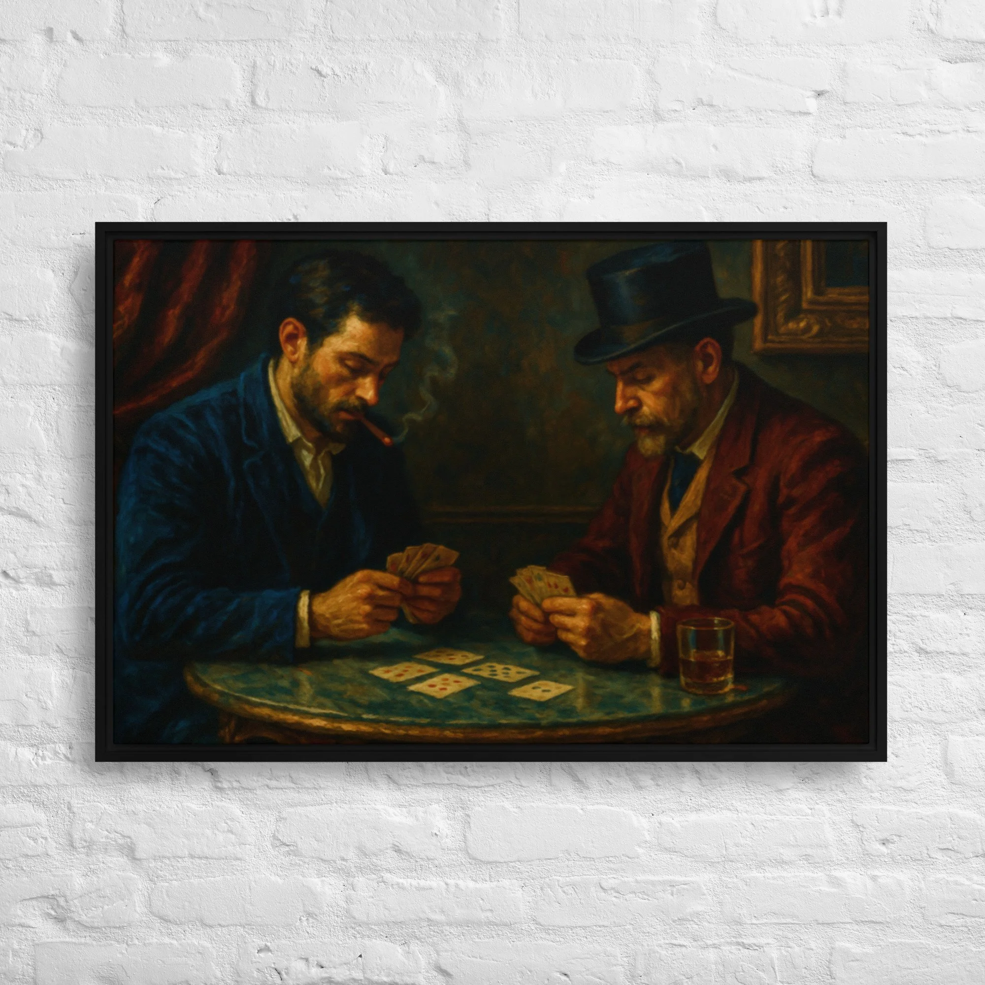 Card Player's Mood: Framed Canvas Wall Art | Inspired by 