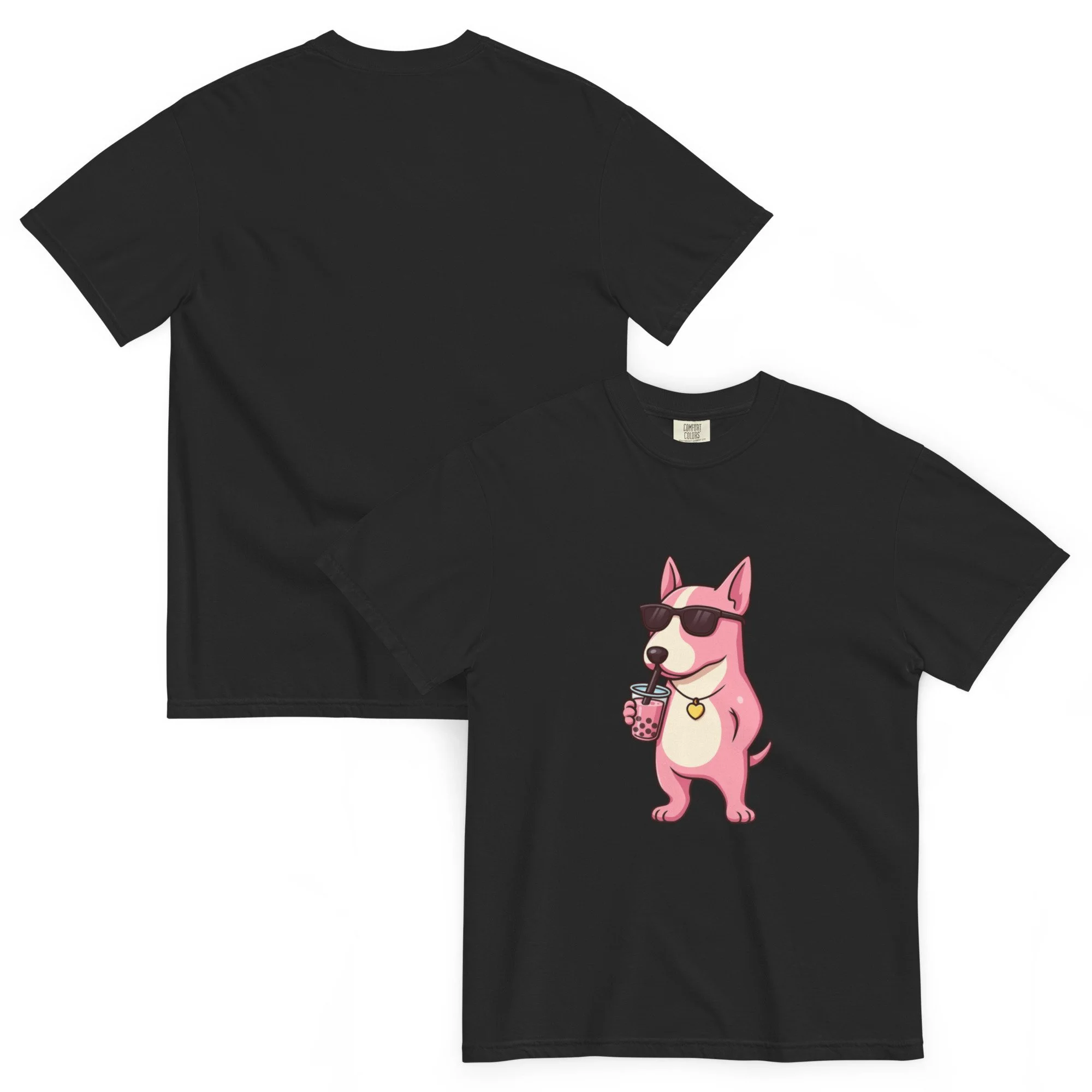 Kawaii Bull Terrier Boba Tea T-Shirt | Heavyweight Dog Lover Tee