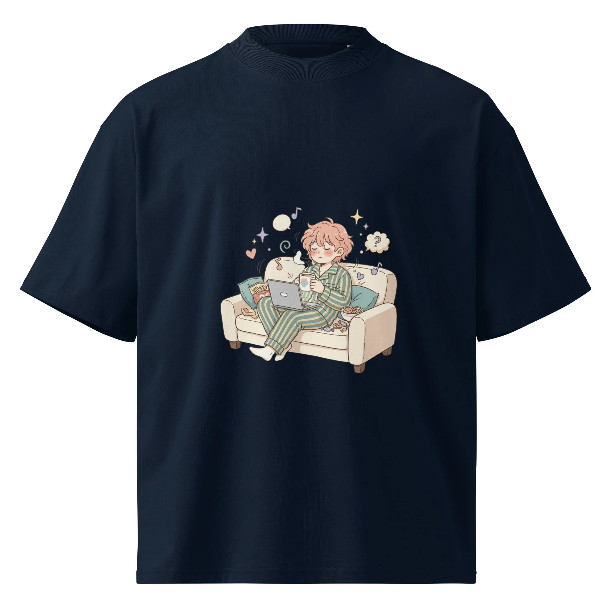 Lo-Fi Anime Girl Oversized T-Shirt | Heavyweight Organic Cotton Cozy Gamer Aesthetic